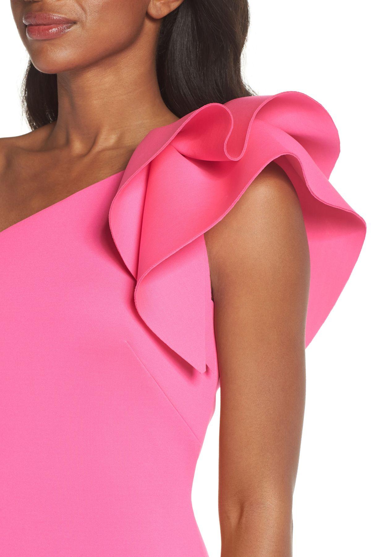 eliza j pink one shoulder dress