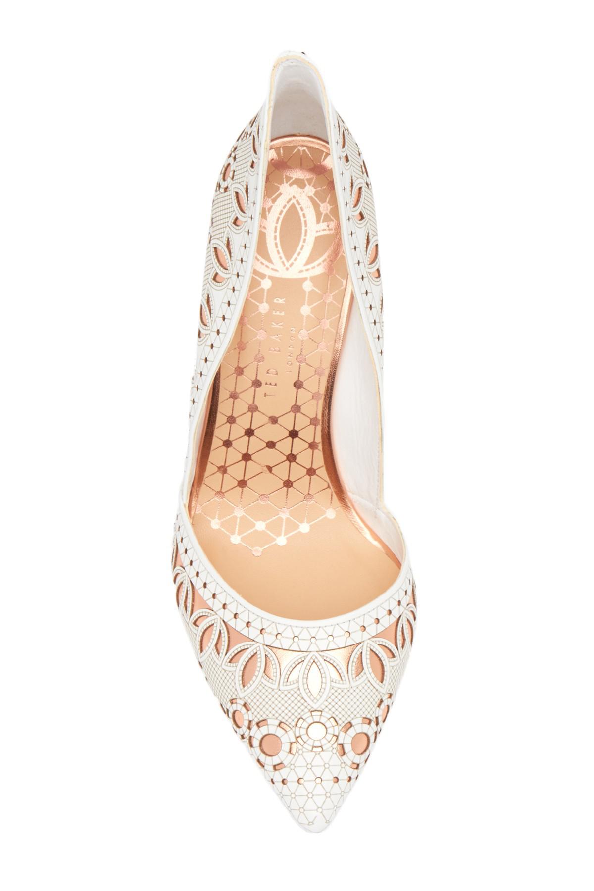 Ted Baker Leather Haleiwa Point Toe Laser Cut Pump in White - Lyst