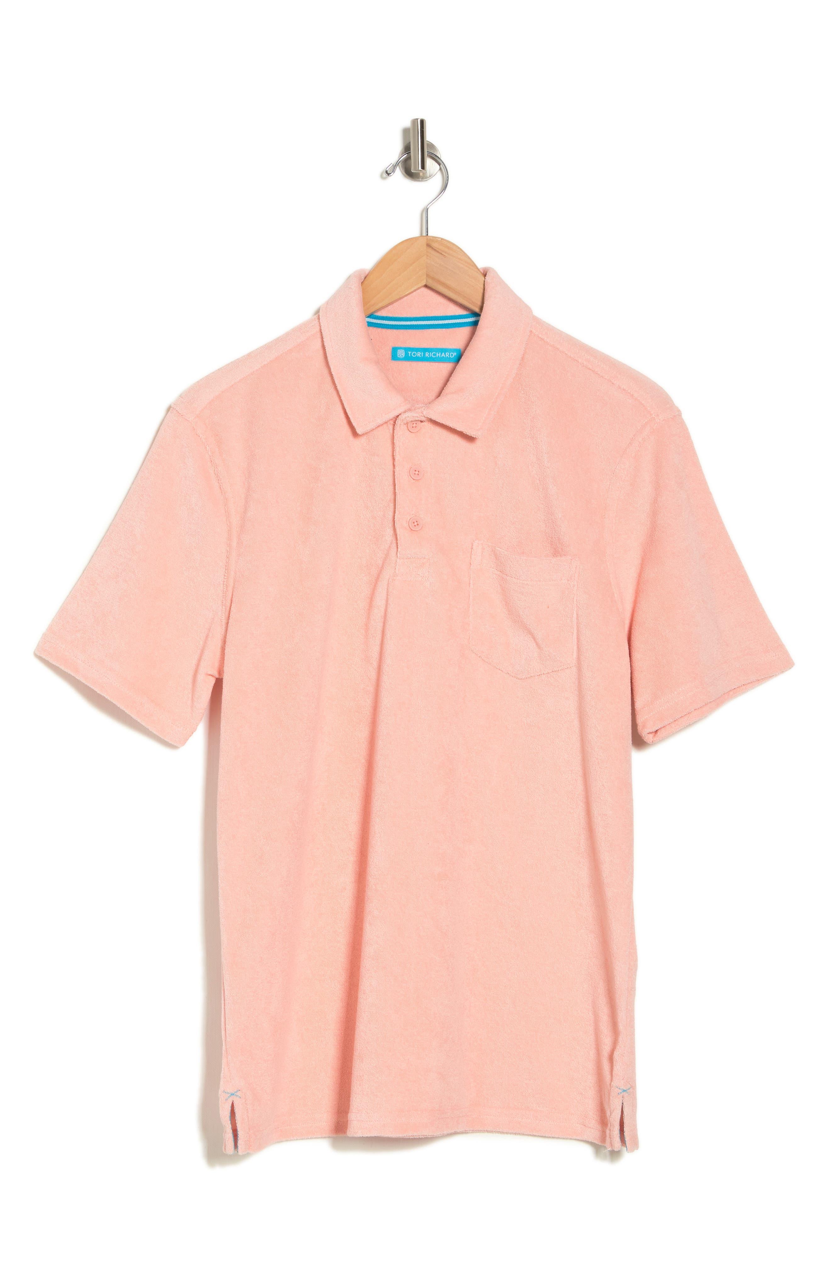 Tori Richard Bungalow Cotton Blend Terry Polo Shirt in Pink for Men | Lyst