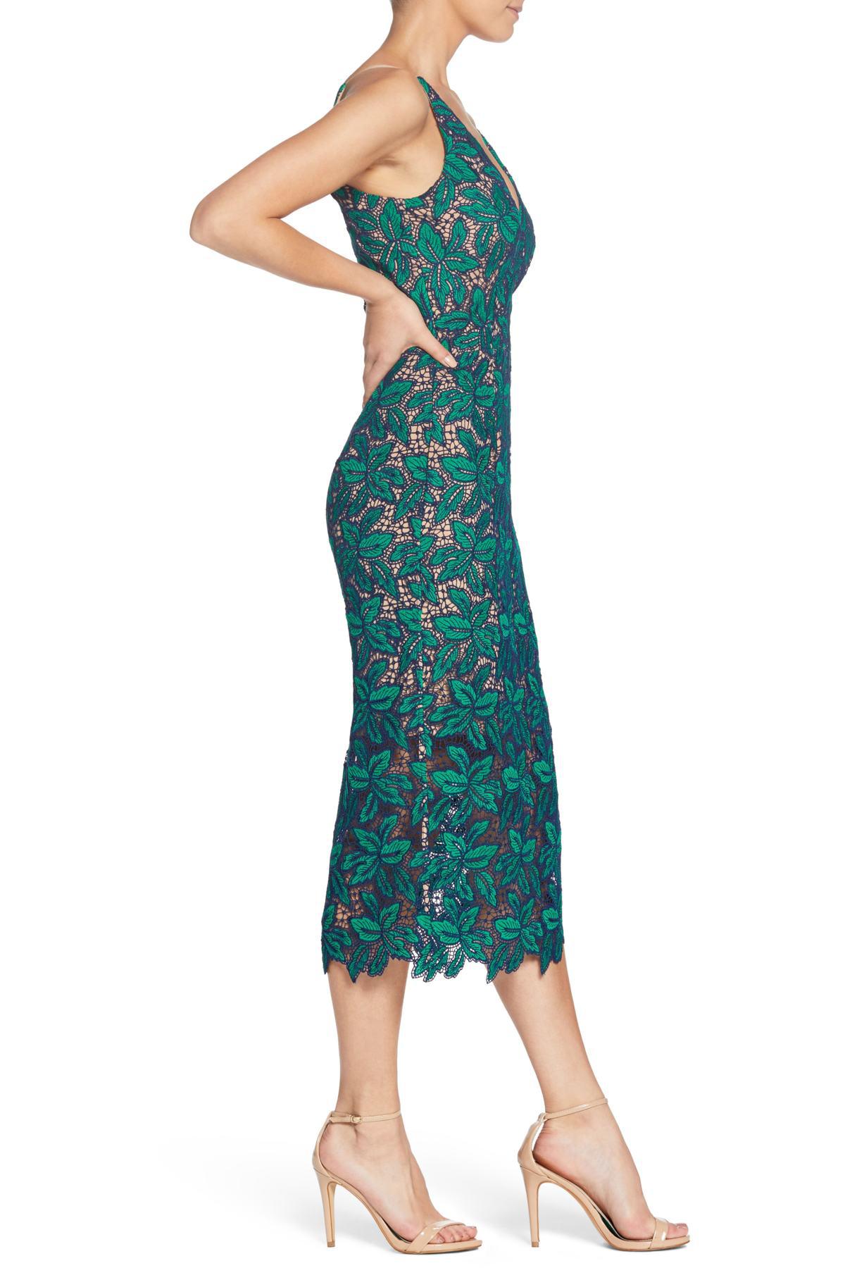 dress the population green lace aurora dress