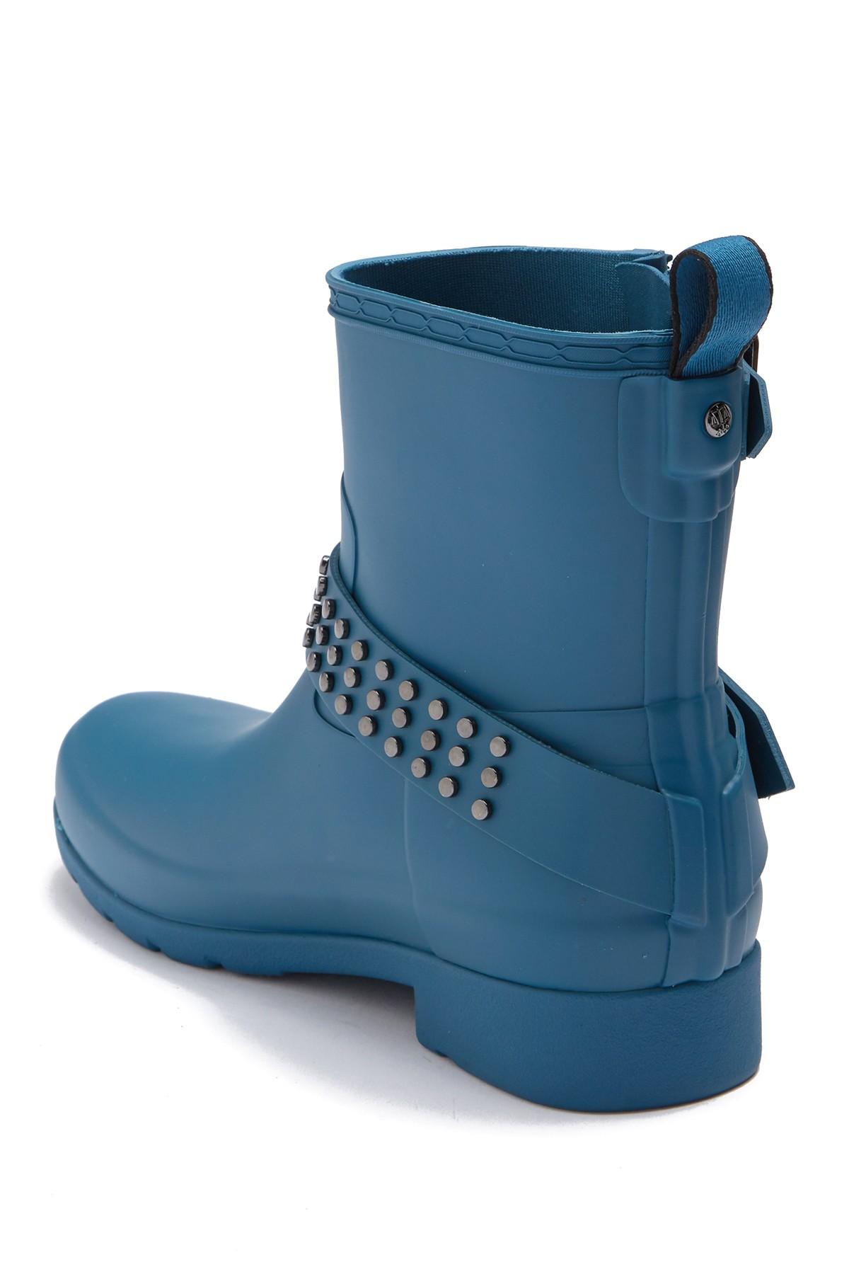 Hunter refined stud biker rain boots Clearance