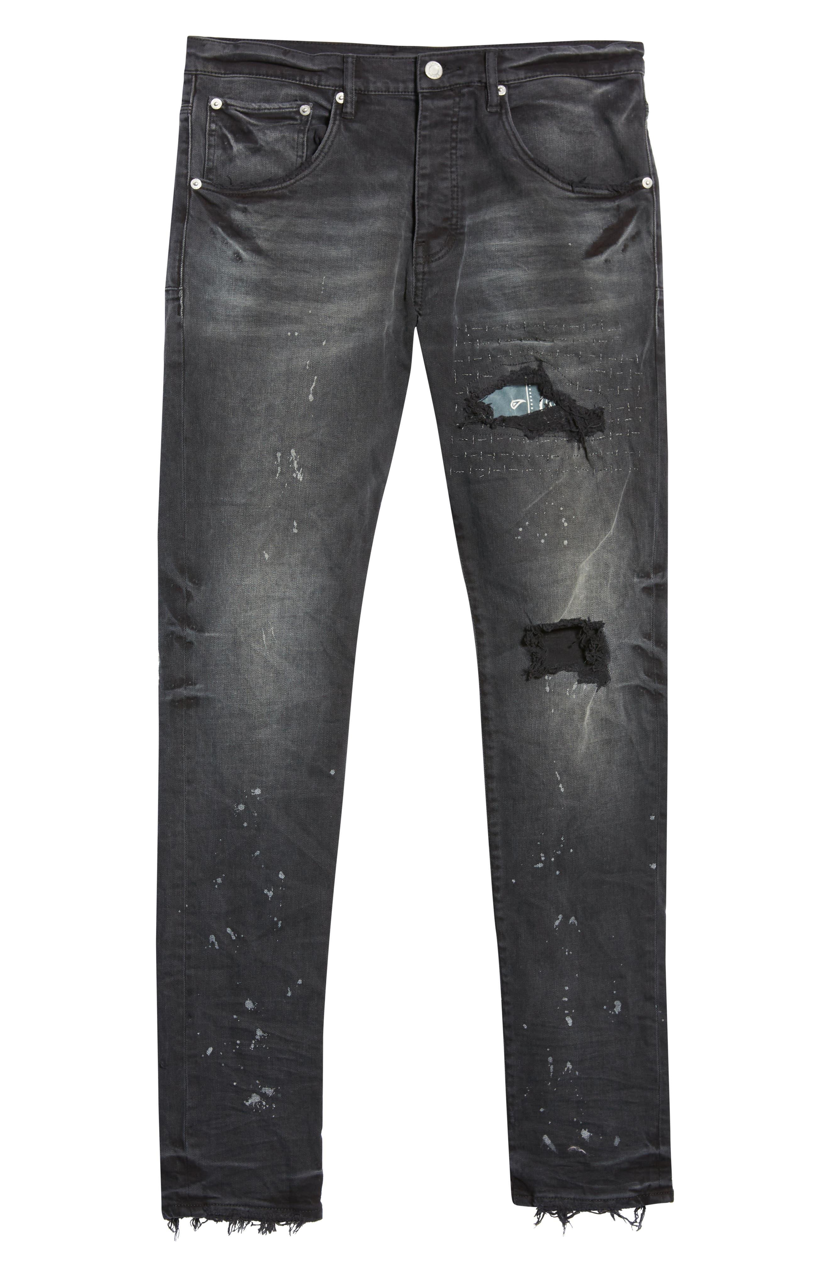 Purple Brand Bandana Patch Pocket Slim Leg Jeans in Gray for Men | Lyst