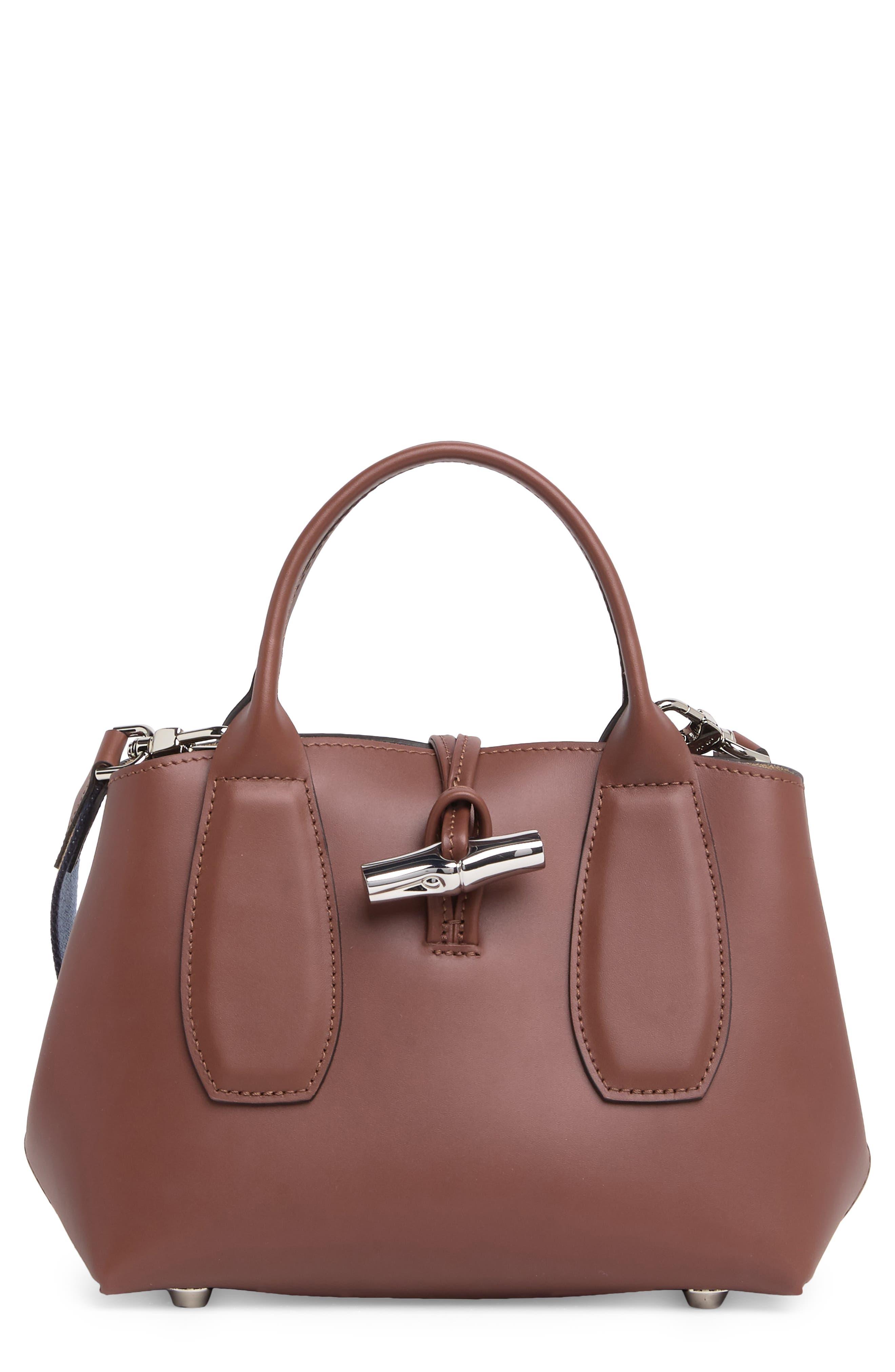 Longchamp Roseau Box Leather Crossbody Bag in Purple | Lyst