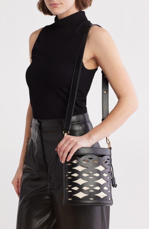 BCBGMAXAZRIA Woven Laser Cut Bucket Bag in Black | Lyst
