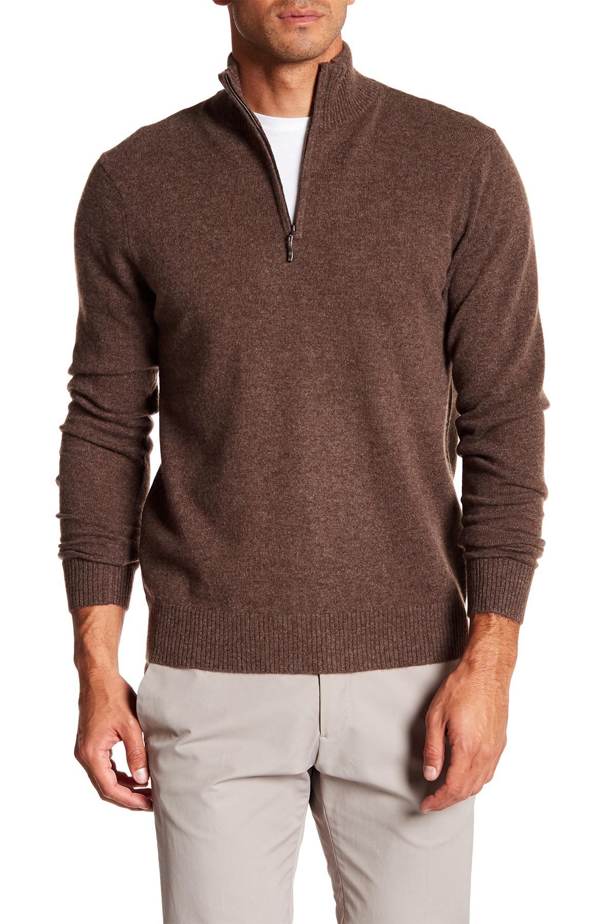 Lyst - Qi Cashmere Half Zip Sweater in Brown for Men