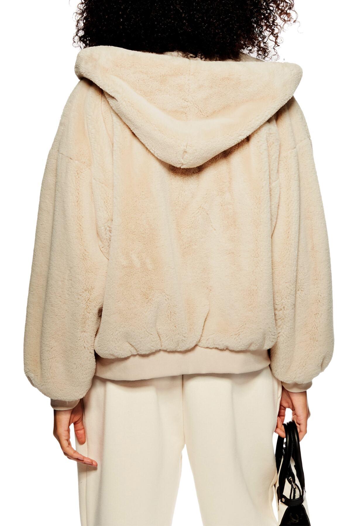 faux fur zip up hoodie