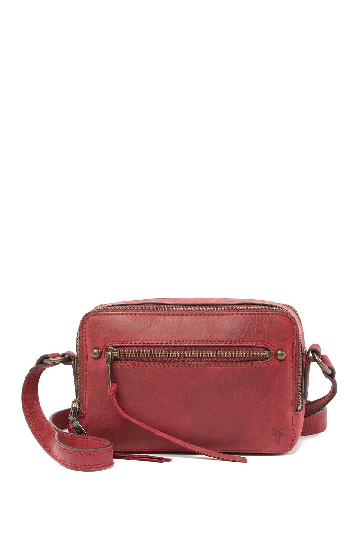 frye leather zip camera bag