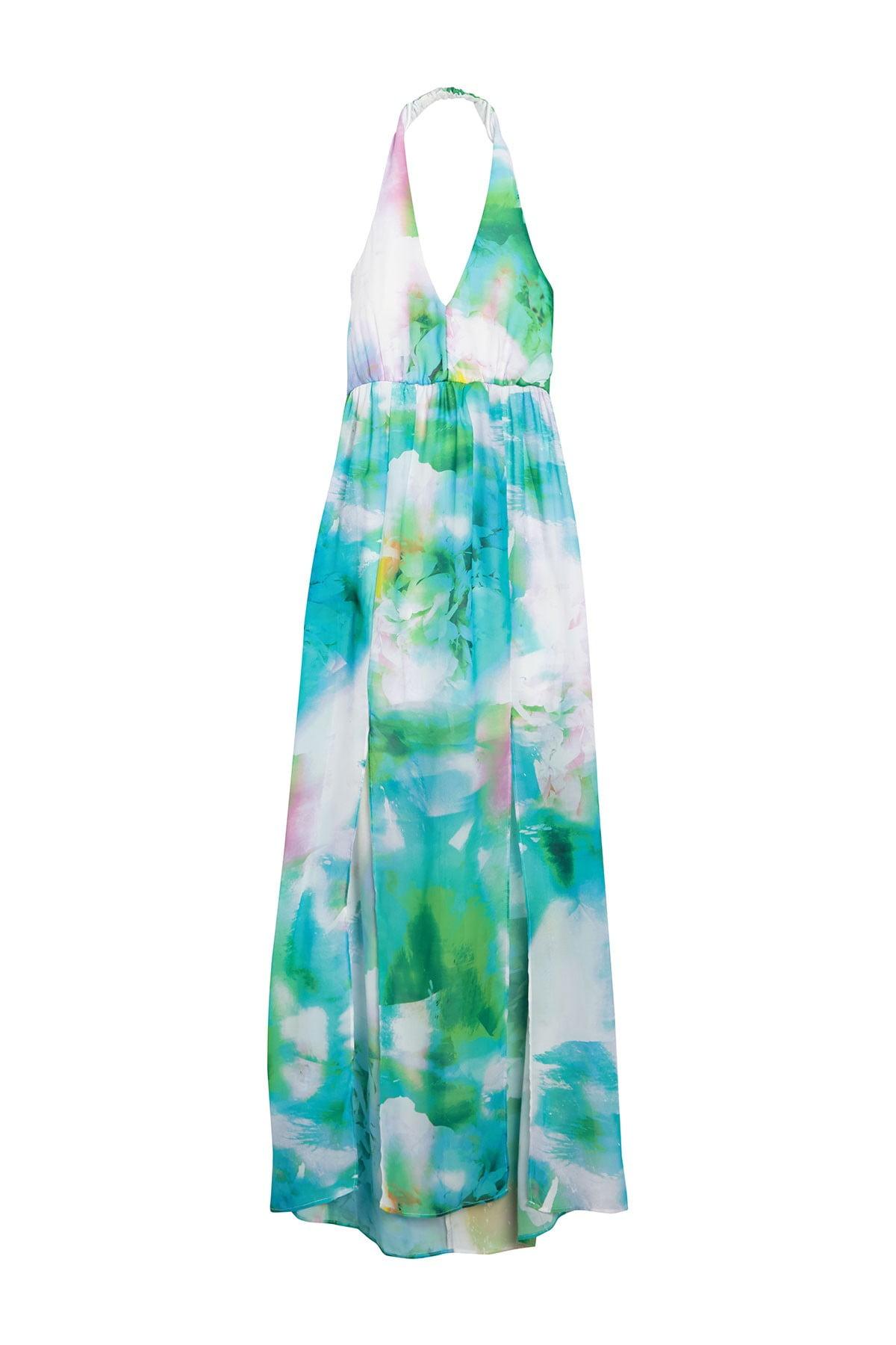 Bebe Chiffon Halter Neck Maxi Dress In Blue Lyst