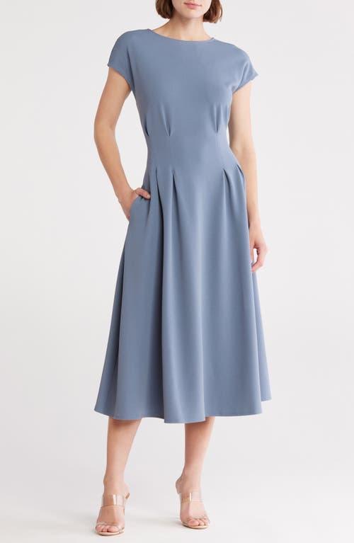 Nordstrom Rack Pleated Waist Knit A-Line Dress in Blue