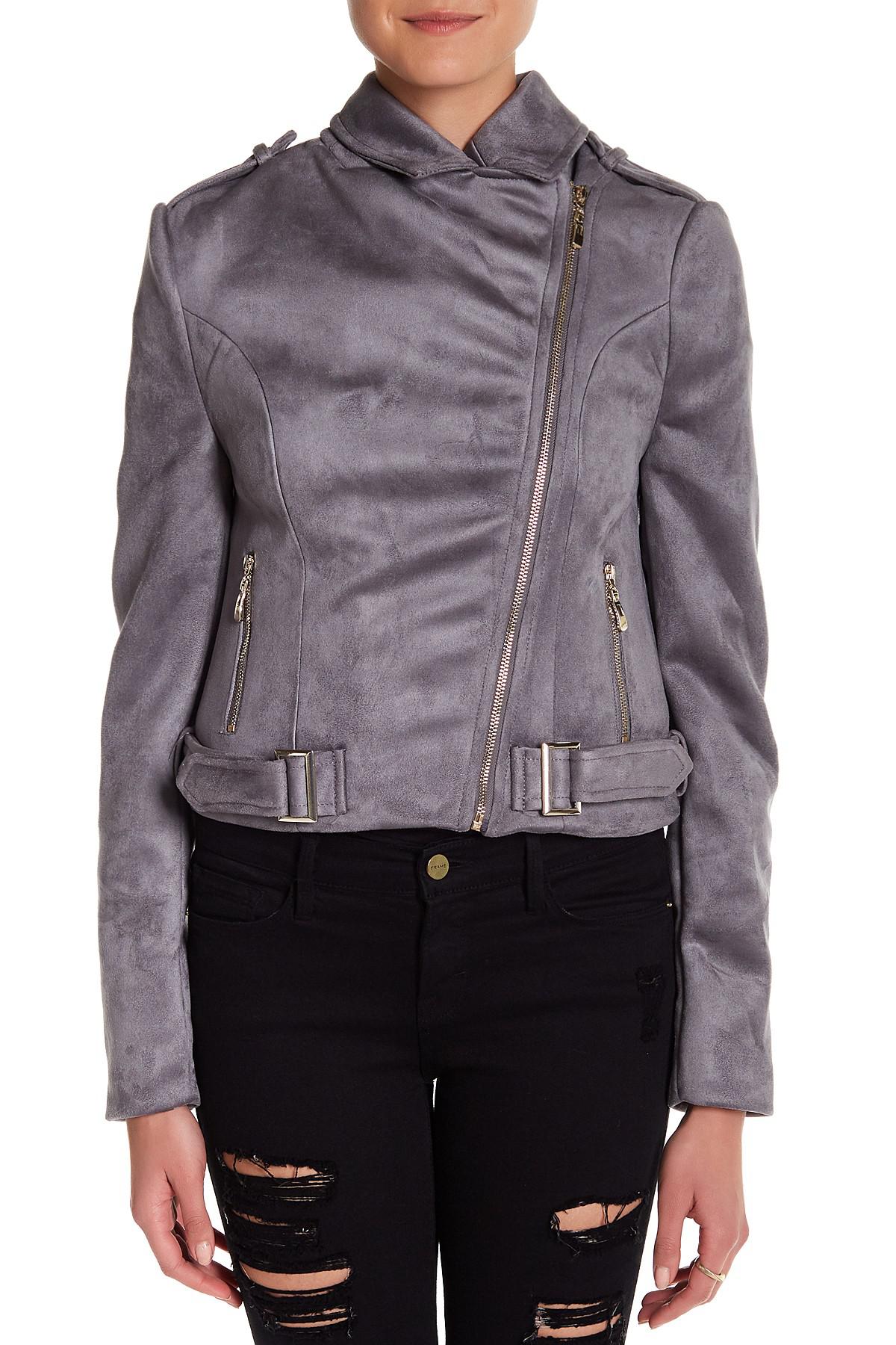 Romeo and Juliet Couture Suede Jacket in Gray Lyst
