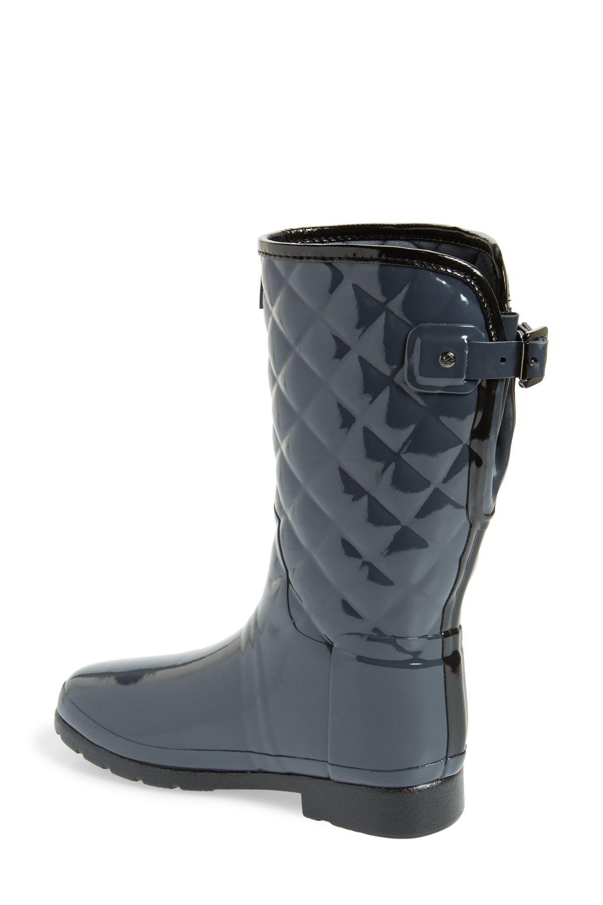 hunter refined gloss quilted short boots
