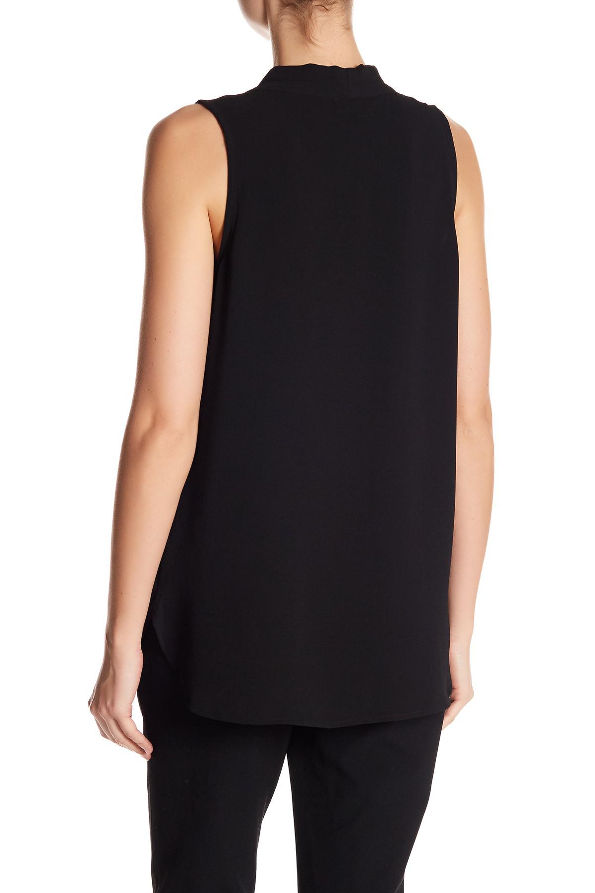Download Vince Camuto Synthetic Solid V-neck Tank Top in Black - Lyst