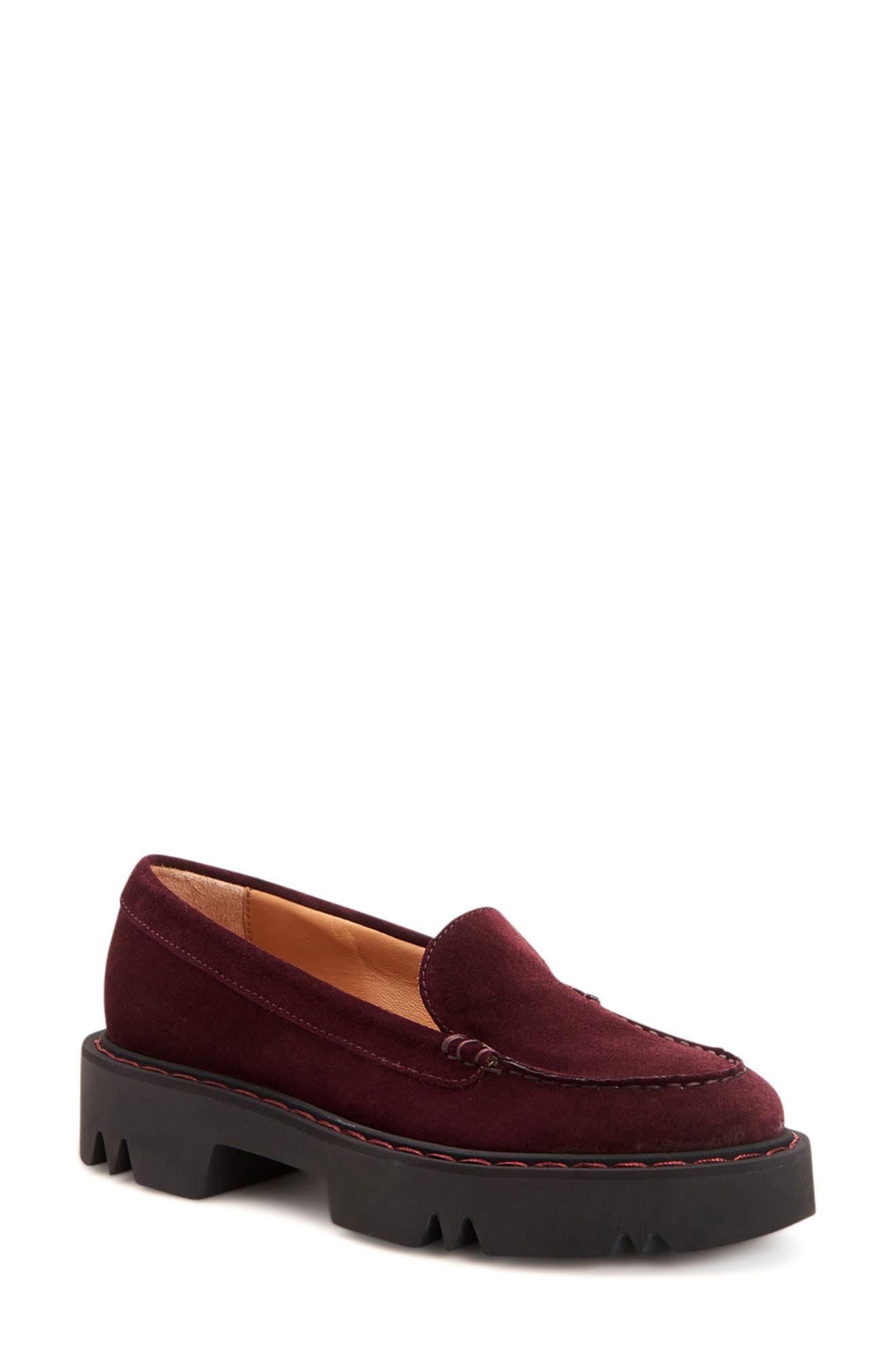 Aquatalia Hayley Water Resistant Platform Loafer In Burgundy At