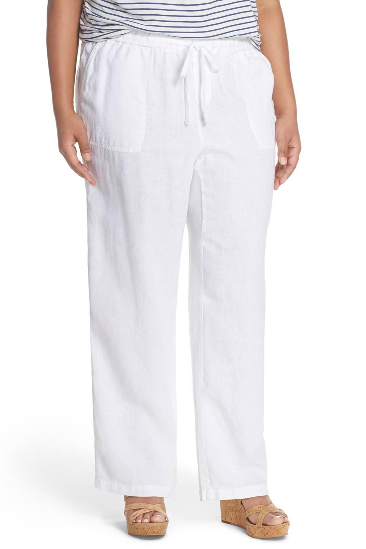 plus size white linen pants suit