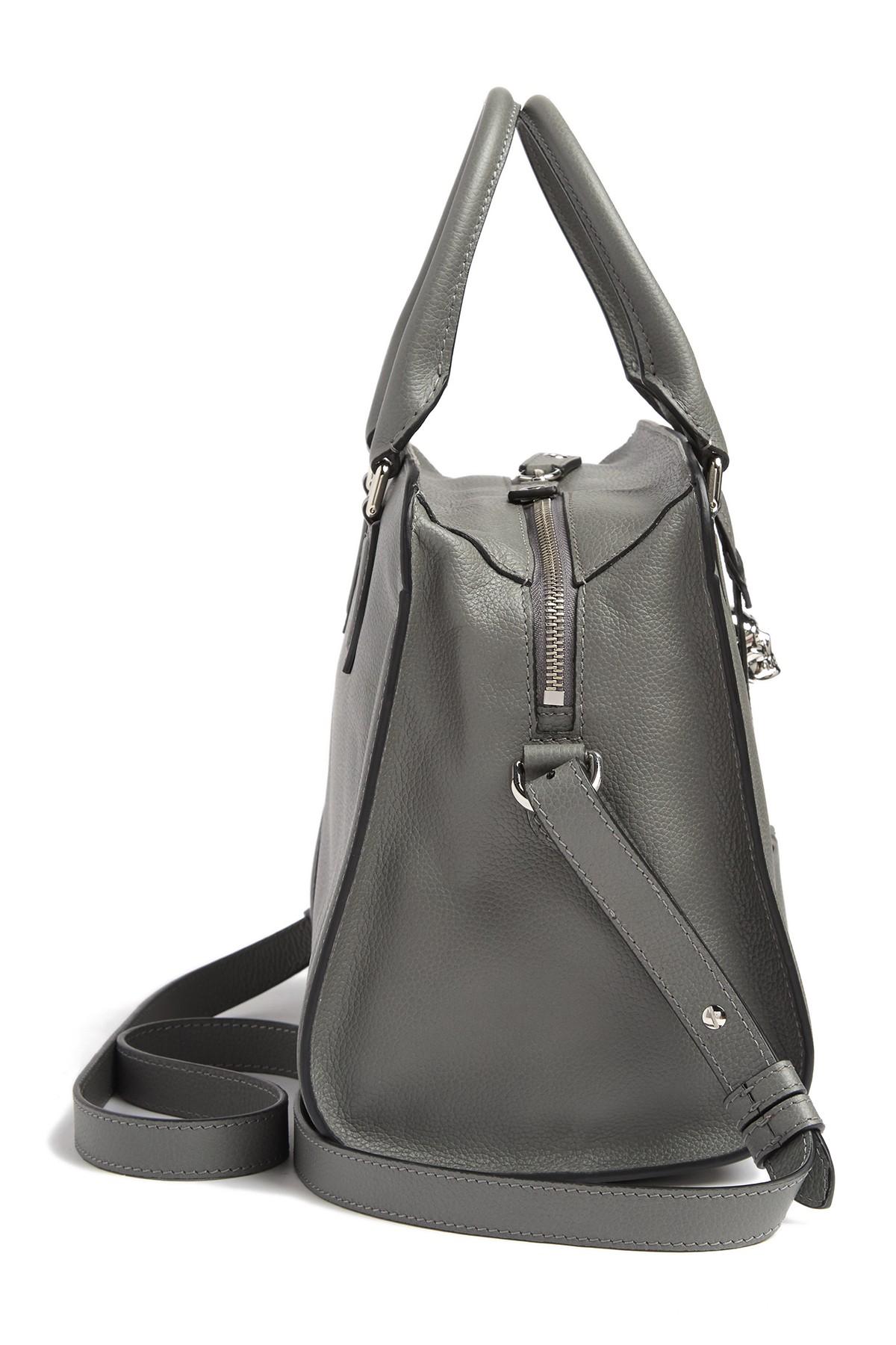 Grey Leather Shoulder Bag Small
