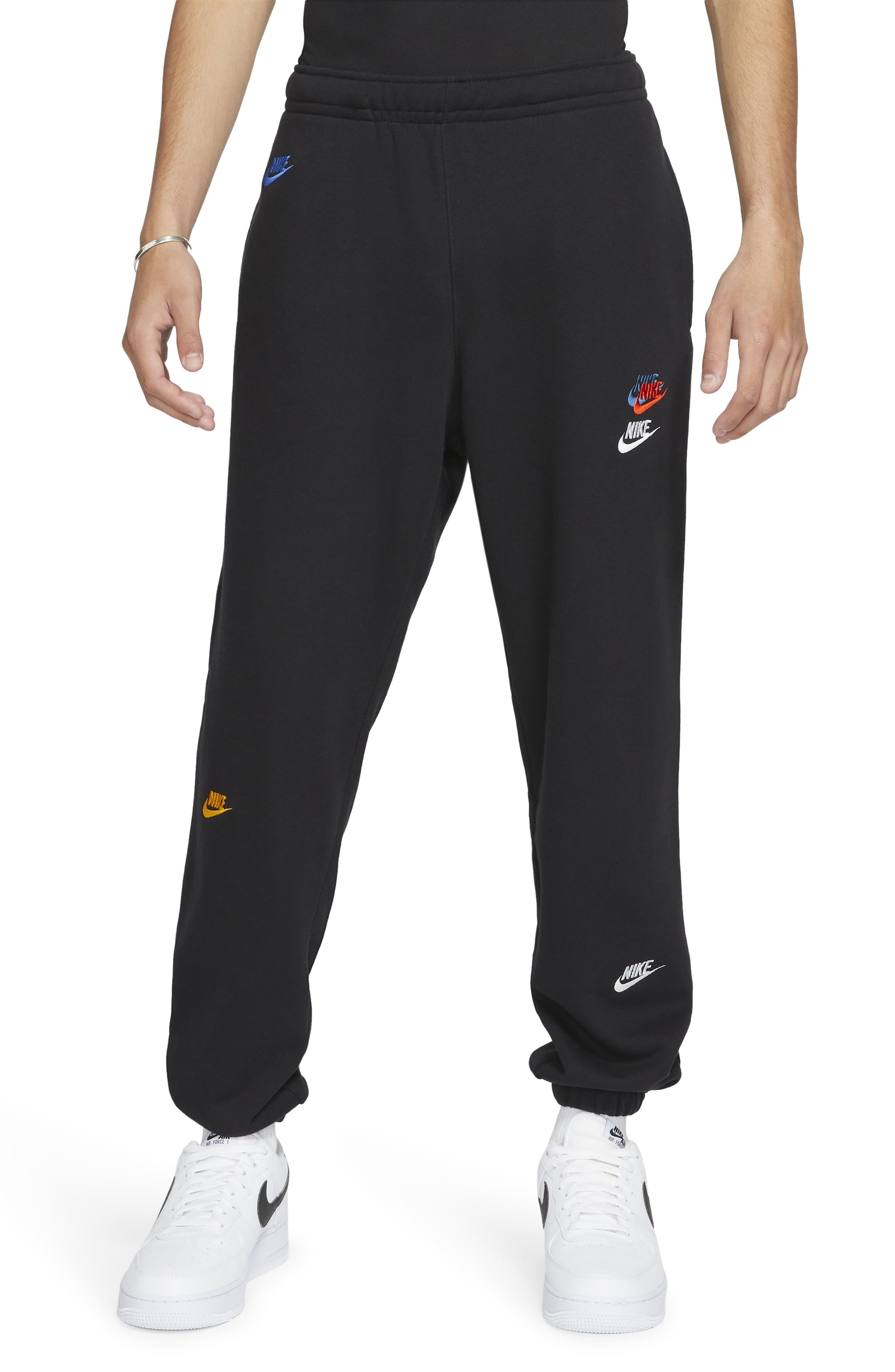 Nike Sportswear Essentials+ Embroidered Swooshes Sweatpants In Black/black  At Nordstrom Rack for Men | Lyst