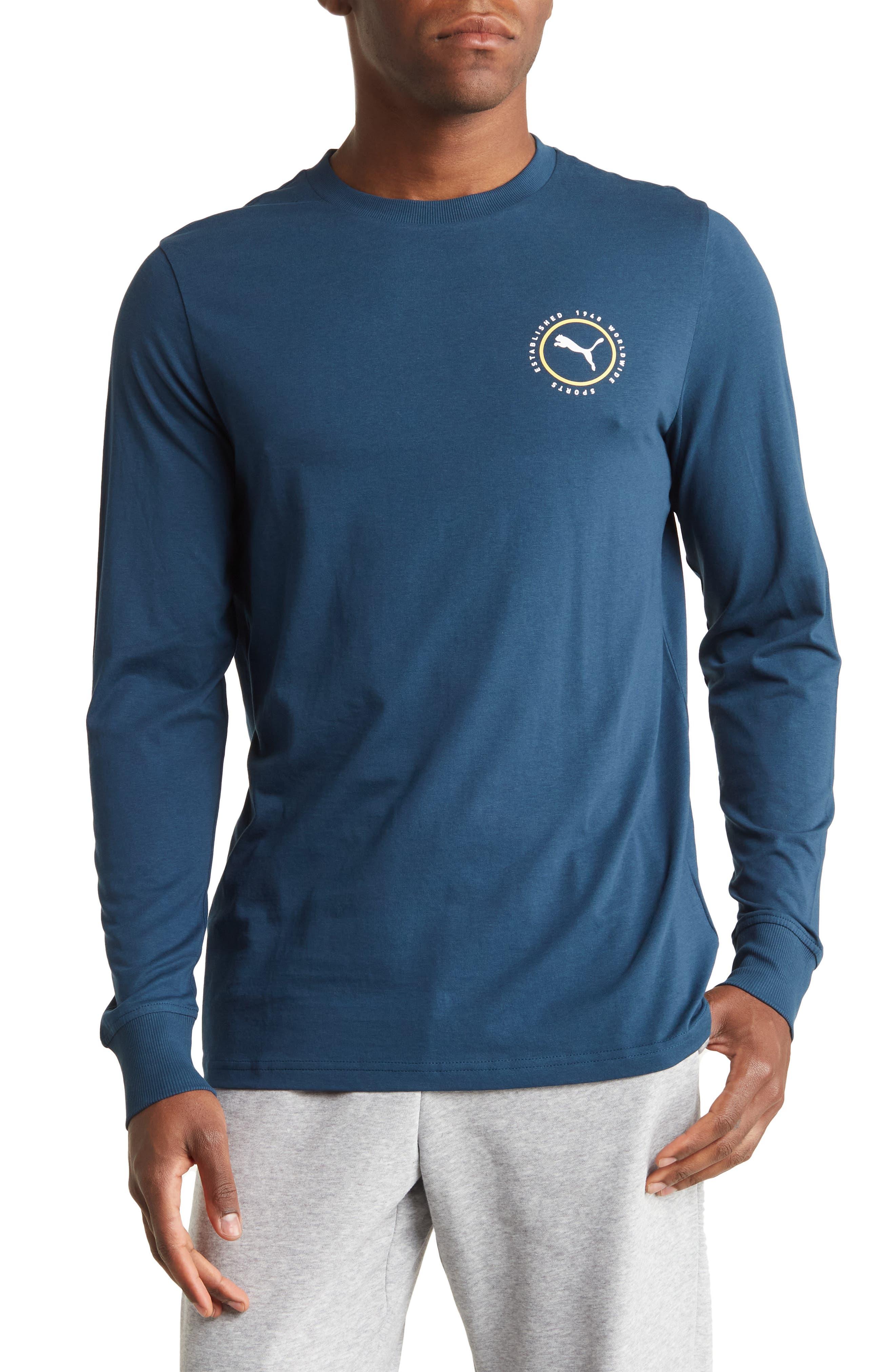 PUMA Worldwide Long Sleeve Cotton T-shirt in Blue for Men | Lyst