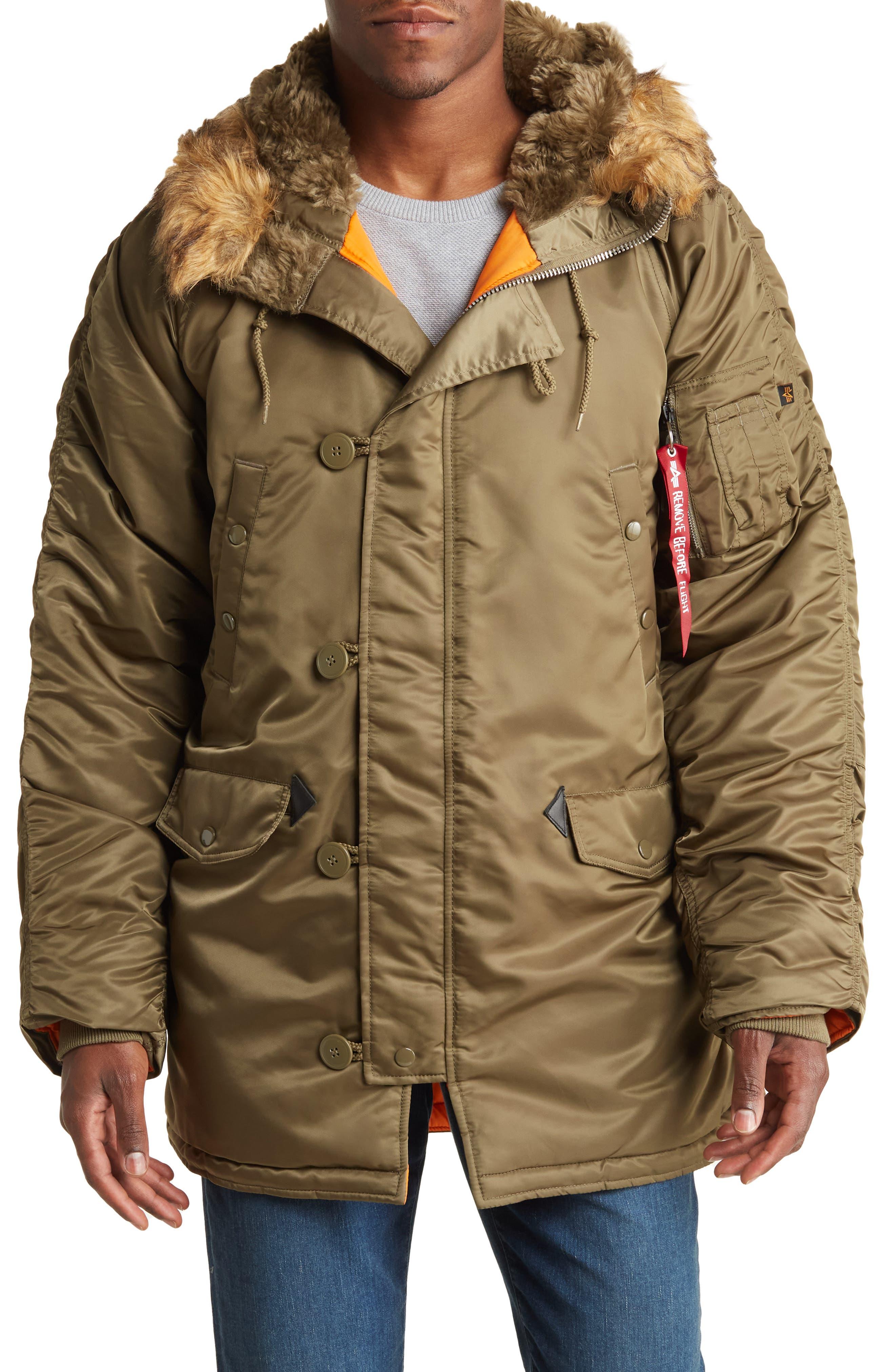 Alpha Industries Faux Fur Jacket in Trimmed Rack for Green In At Hooded Olive Lyst | Nordstrom Men Vintage