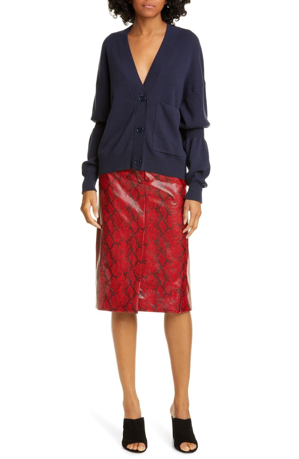 tibi python faux leather pencil skirt