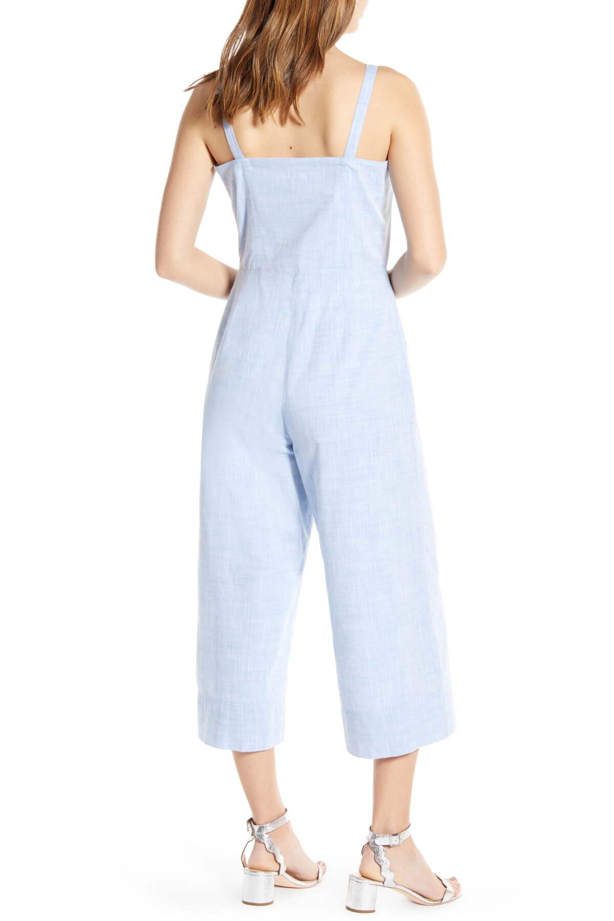 petite chambray jumpsuit