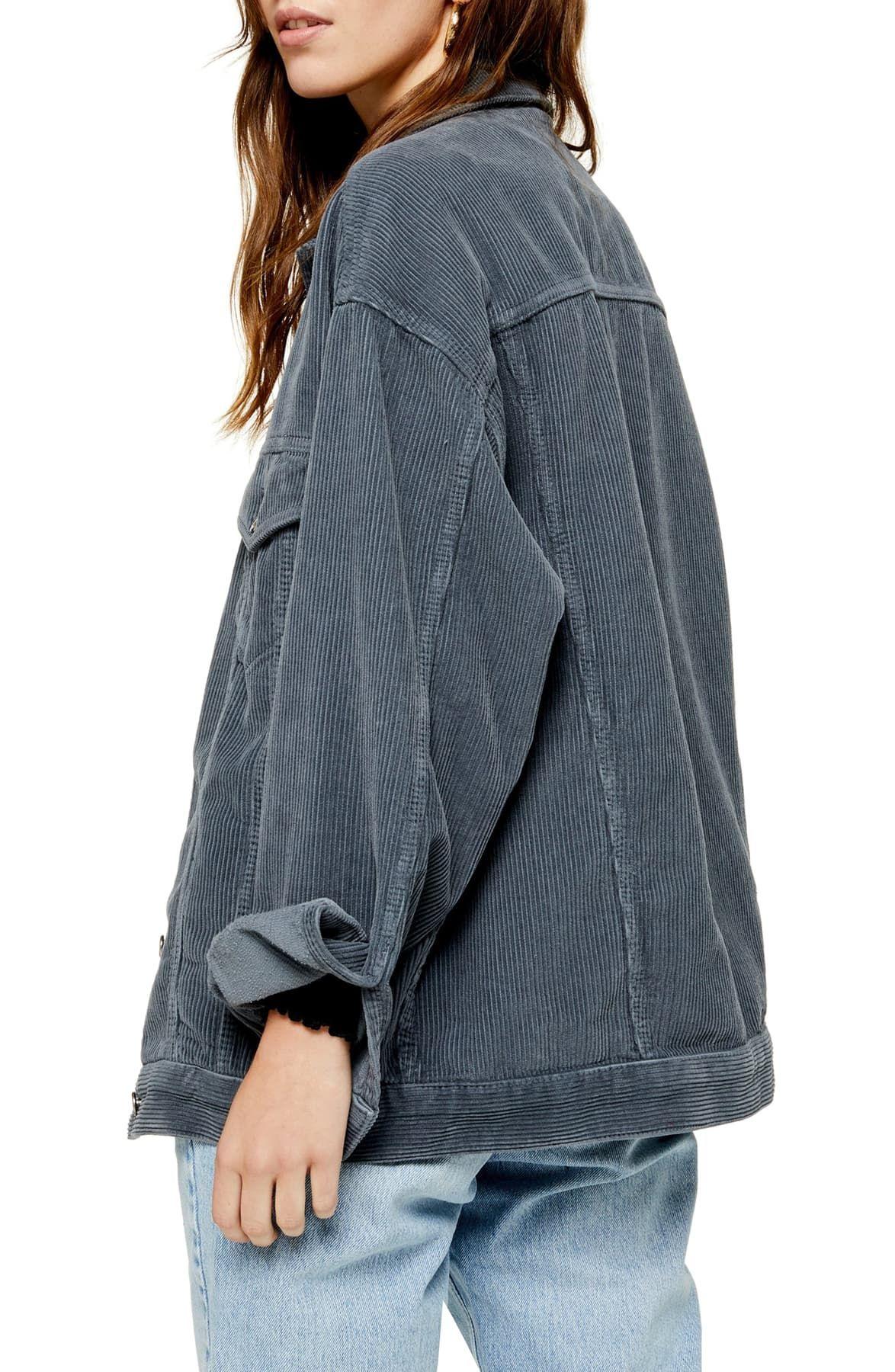 TOPSHOP Cotton Corduroy Oversized Dad Jacket in Blue | Lyst