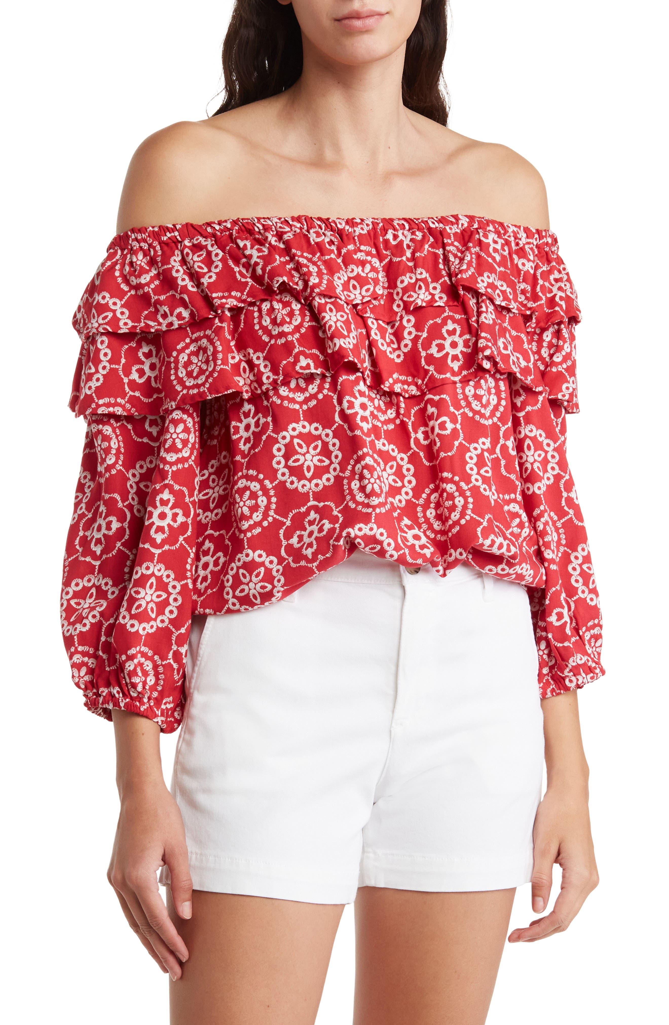 Vince camuto ruffle best sale off the shoulder top