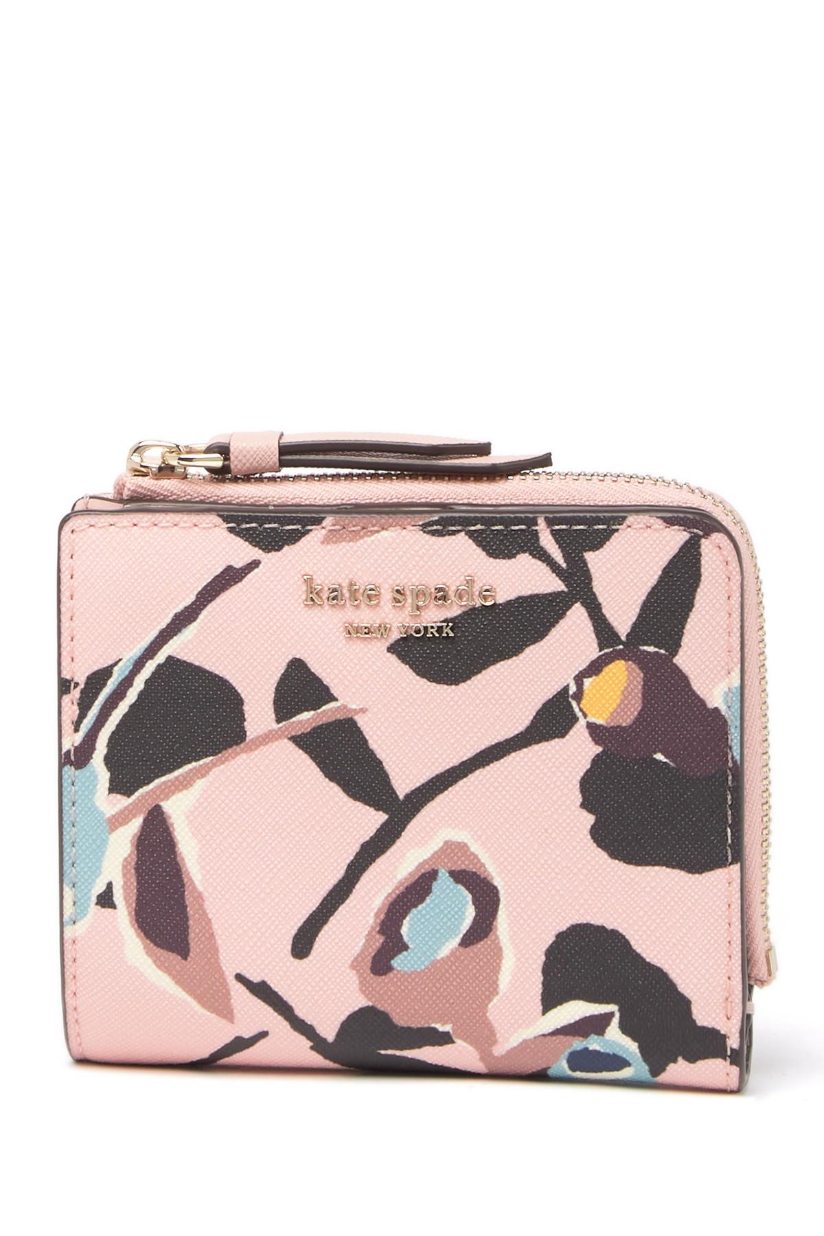 Kate Spade Leather Cameron Paper Rose Small Lzip Wallet in Pink Lyst