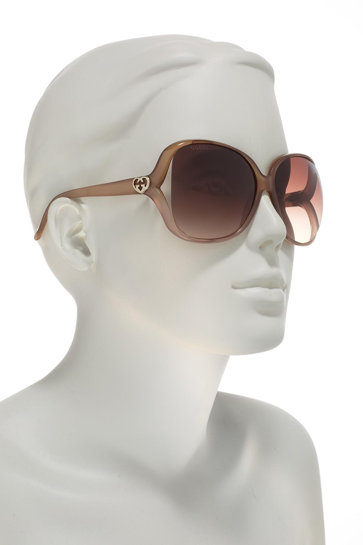 Gucci 60mm Oversized Square Sunglasses in Beige Brown (Brown) - Lyst
