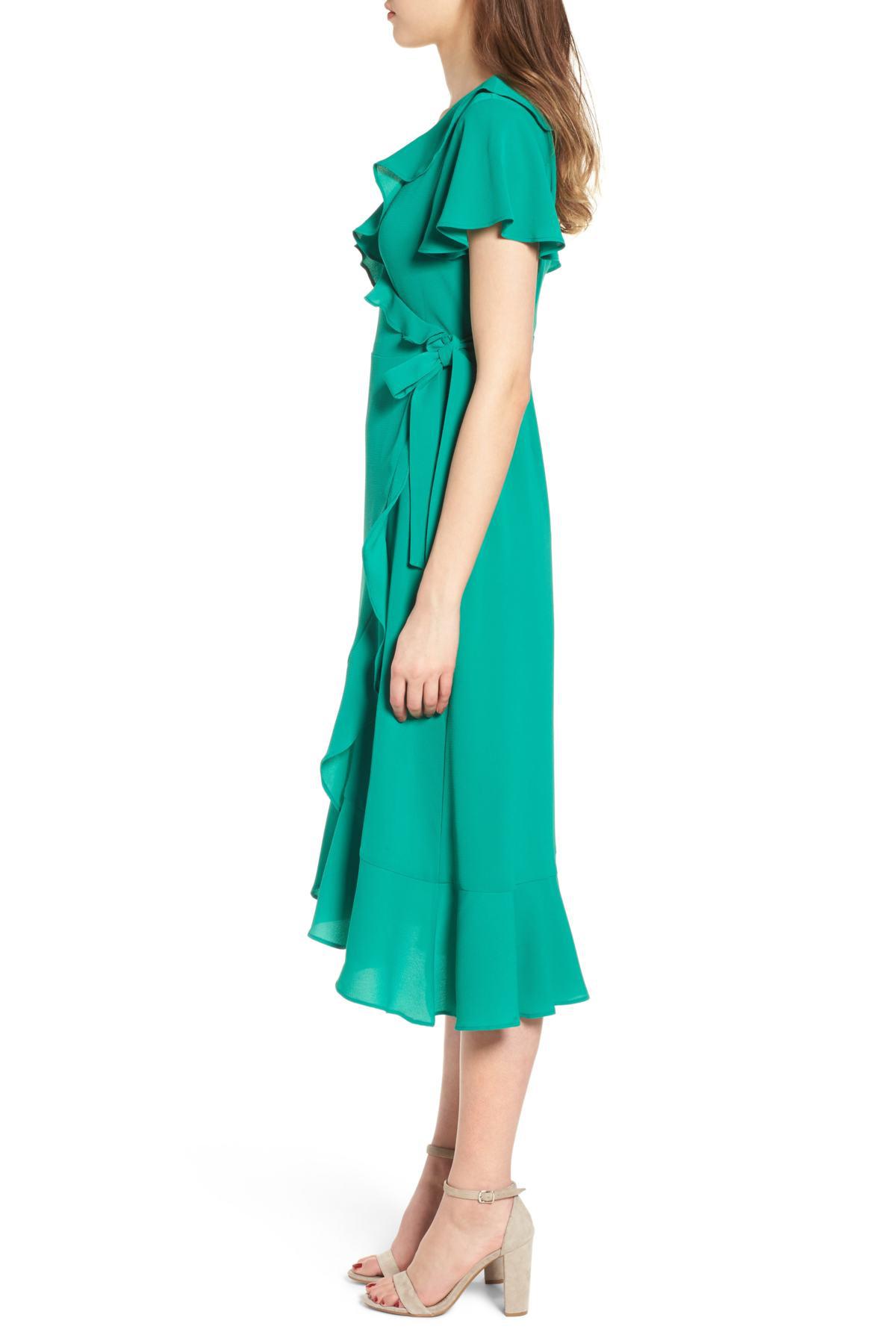 chelsea28 ruffle wrap dress
