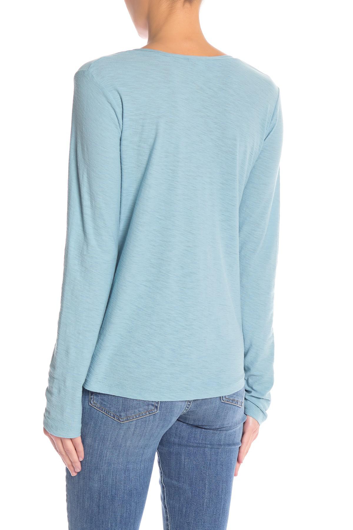James Perse Cotton Long Sleeve Scoop Neck Tee in Blue Lyst