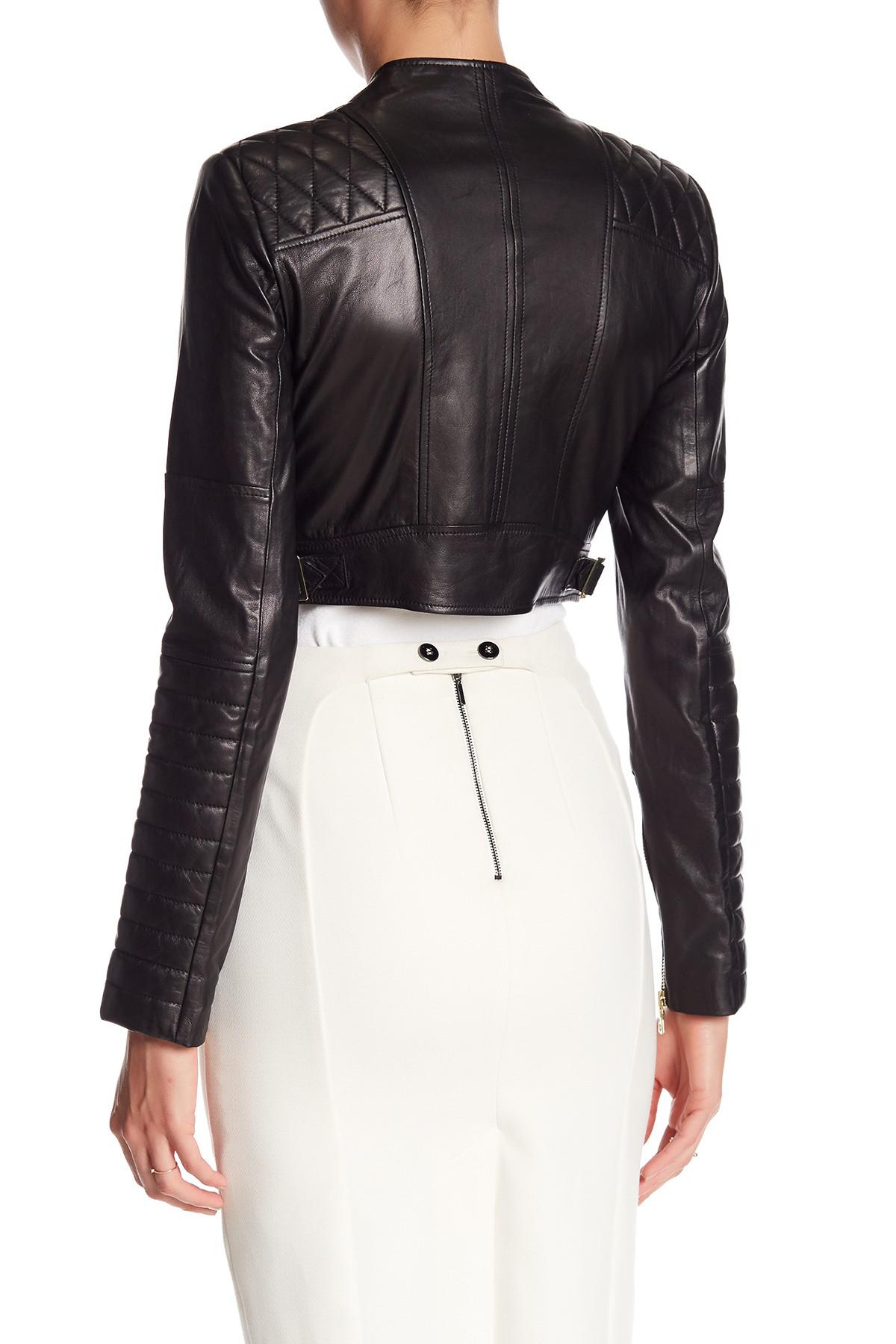 Fin Cropped Genuine Lamb Leather Jacket 