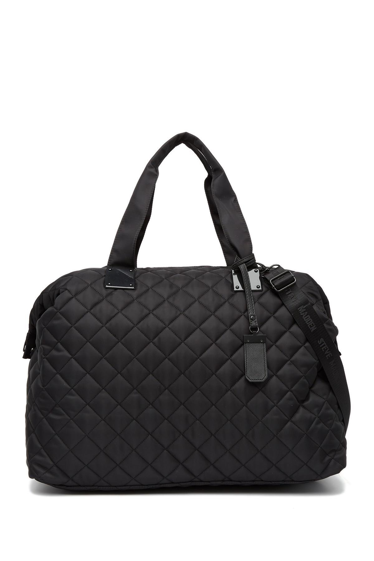Steve Madden Quilted Nylon Weekend Bag in Black | Lyst