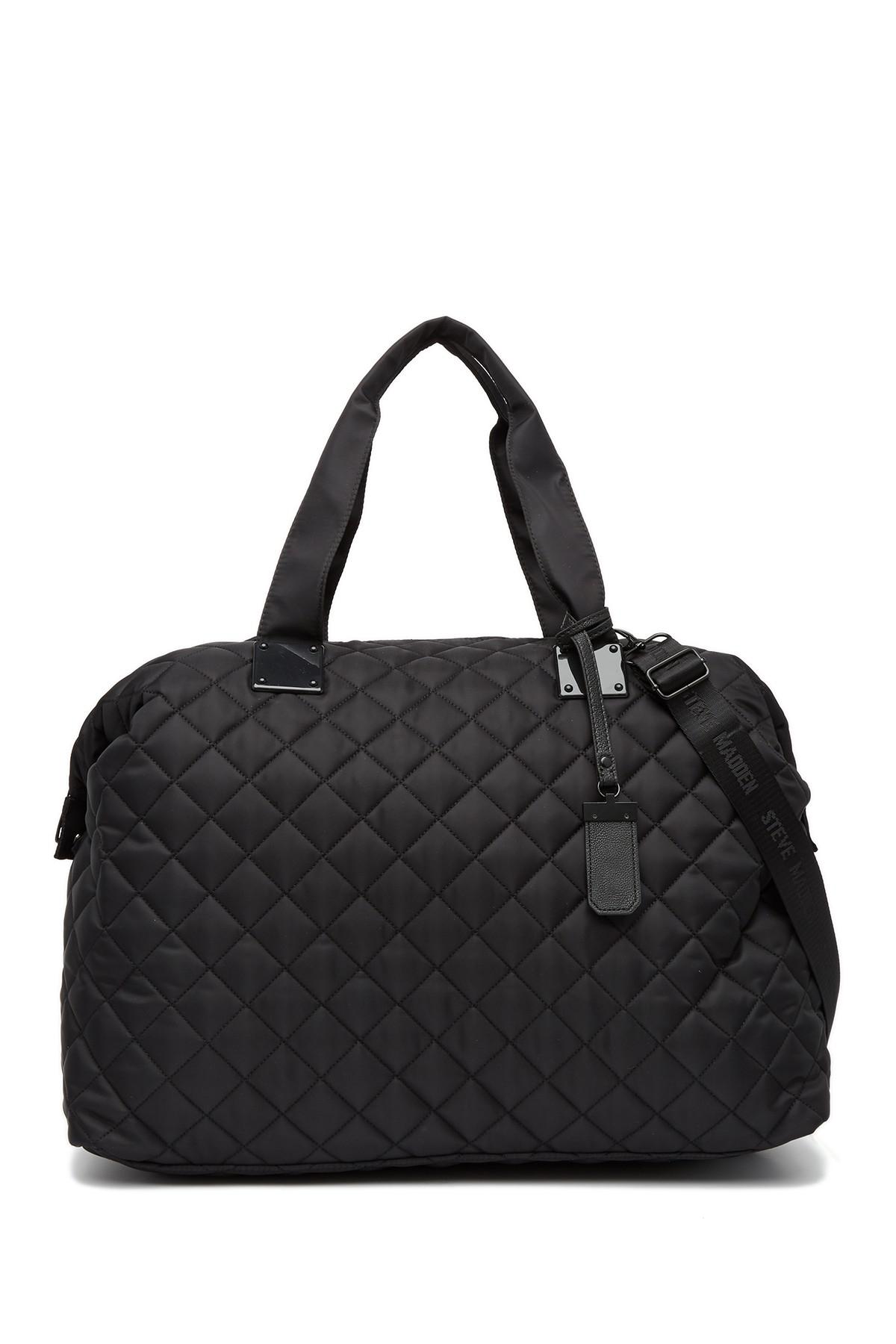 Steve Madden Quilted Nylon Weekend Bag in Black