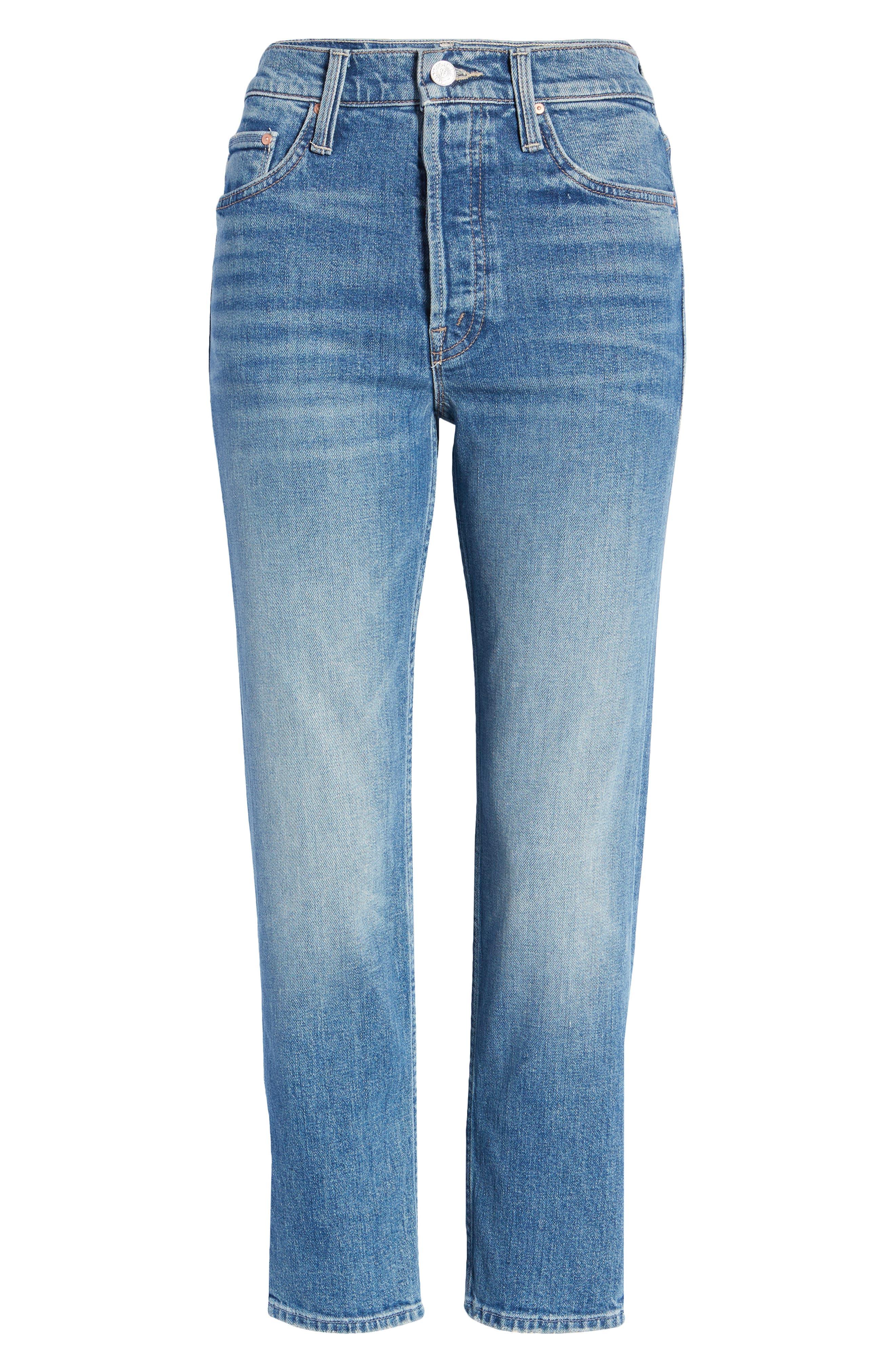 Mother Denim The Tomcat Ripped Crop Straight Leg Jeans In Running With ...