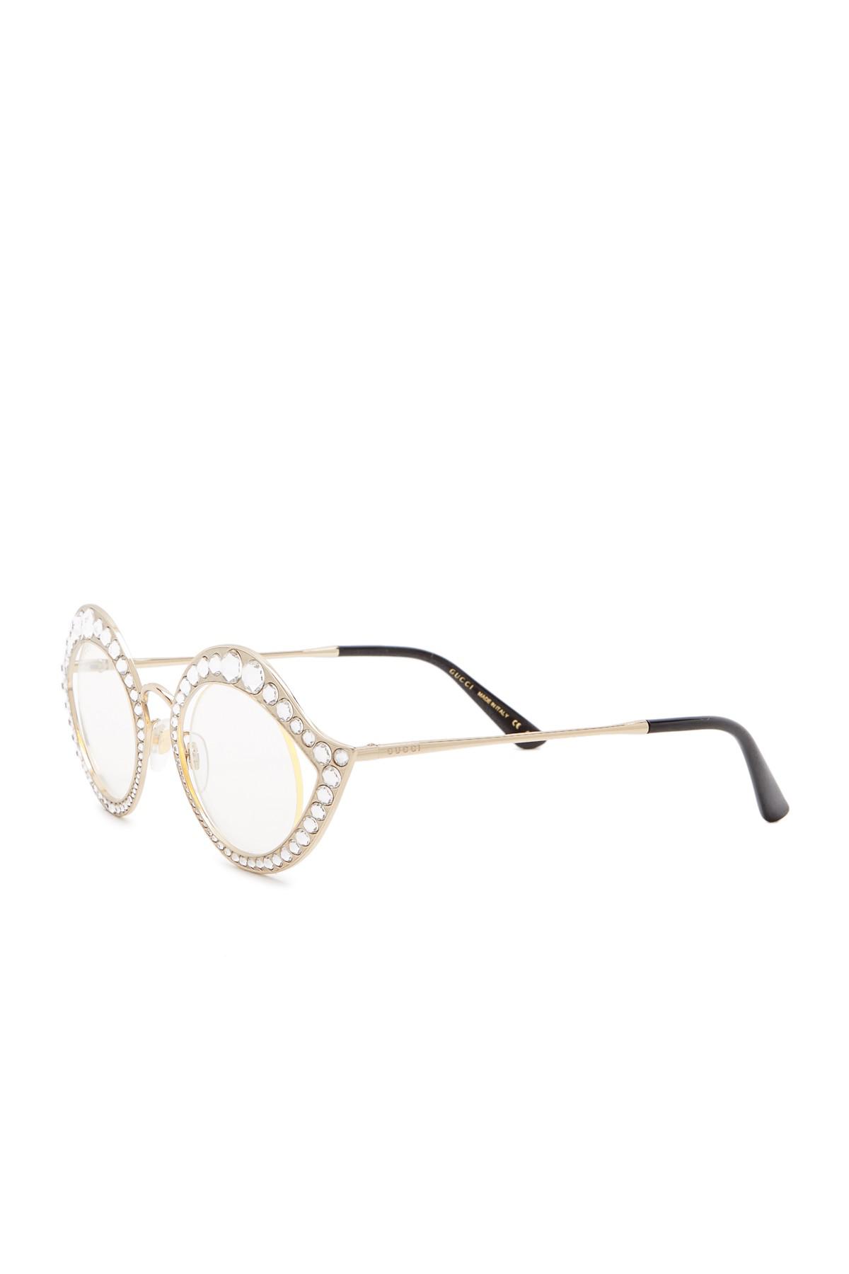 Gucci Crystal-studded Cat Eye Glasses in Metallic | Lyst