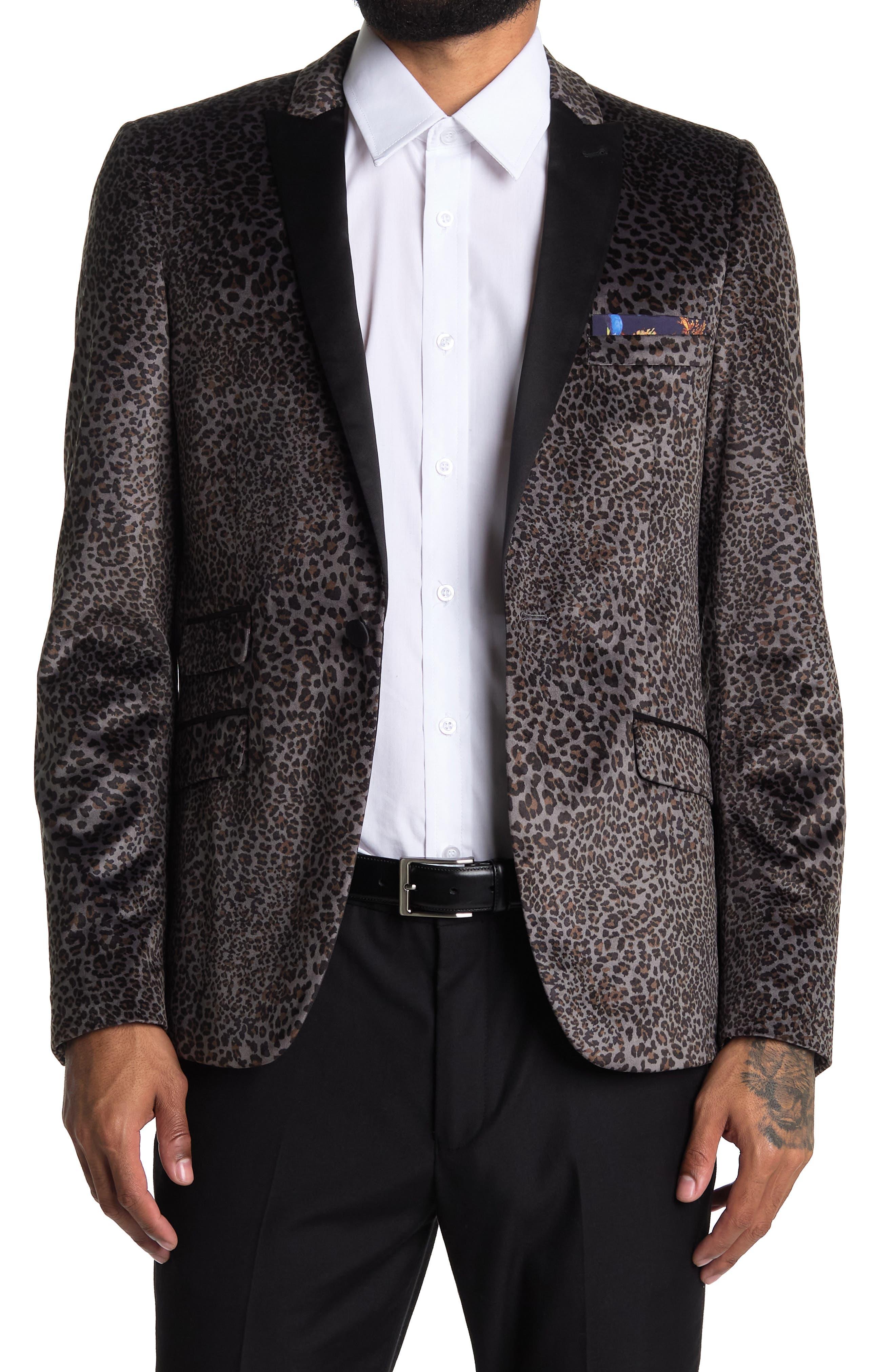 Paisley and Gray Paisley & Gray Leopard Print Peak Lapel Tuxedo Jacket ...