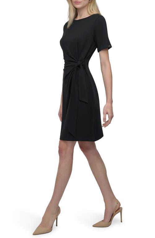 DKNY Side Tie A-Line Dress in Black | Lyst