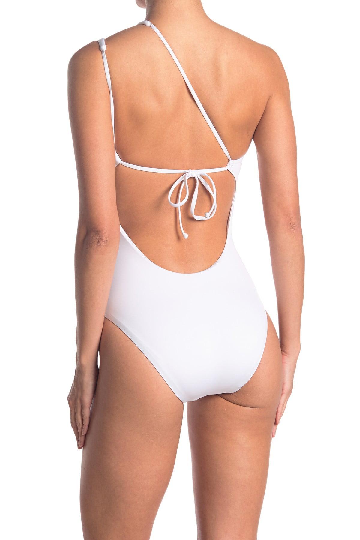 Becca Asymmetrical Tie Back One-piece Swimsuit in White | Lyst