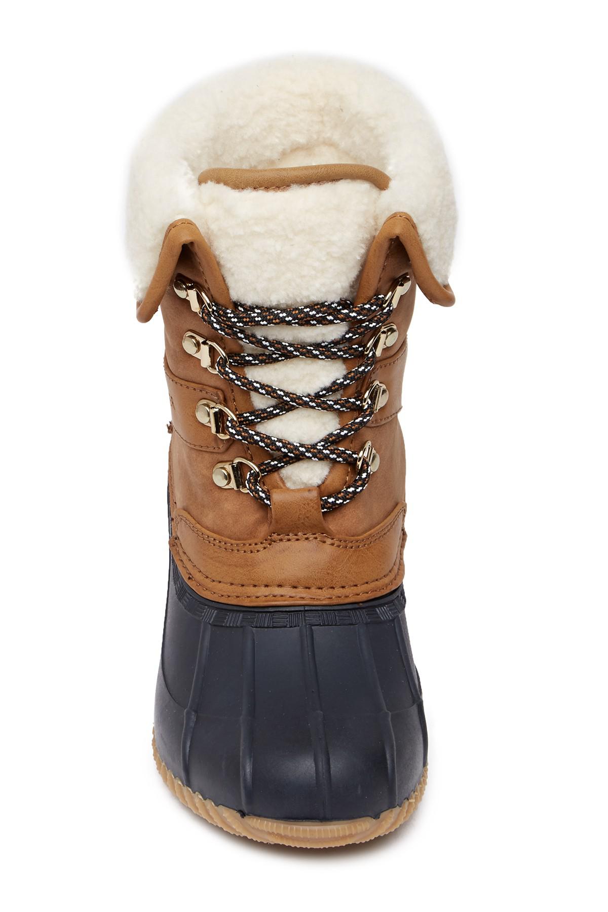 tommy hilfiger rusteen faux shearling lined duck boot