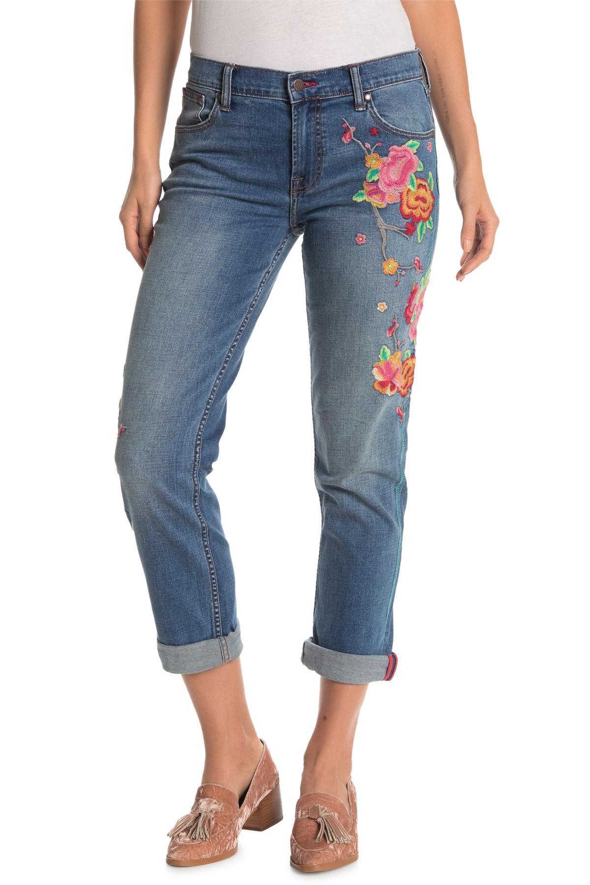 Johnny Was Blossom Boyfriend Jeans in Blue Lyst