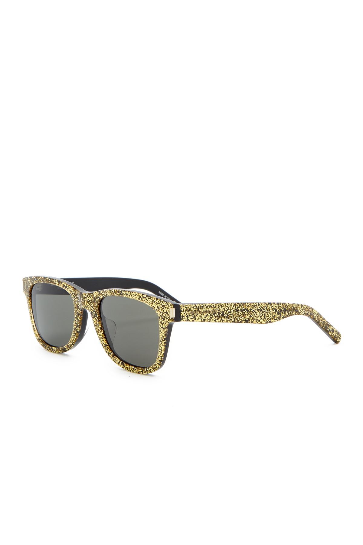 Saint Laurent 50mm Glitter Square Sunglasses in Metallic | Lyst