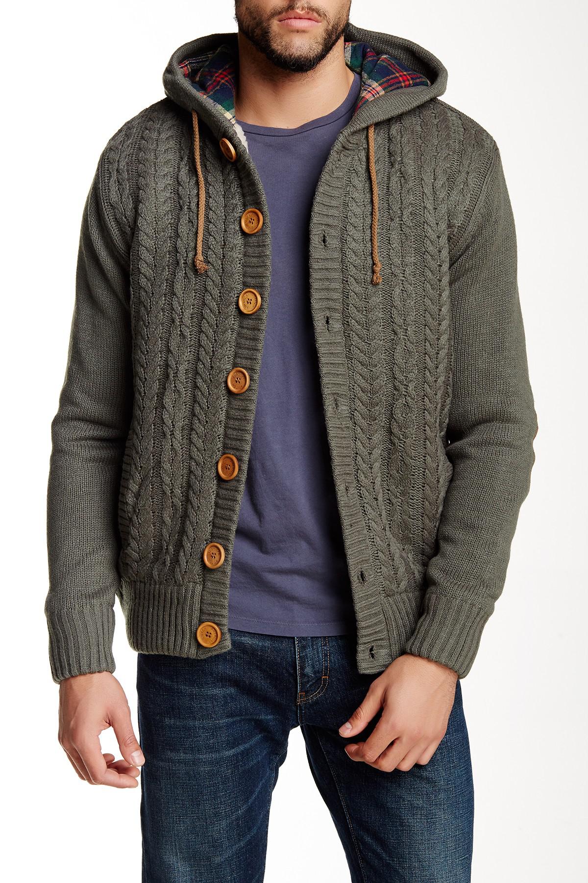 American Stitch Knit Cardigan Hoodie in Green for Men - Lyst