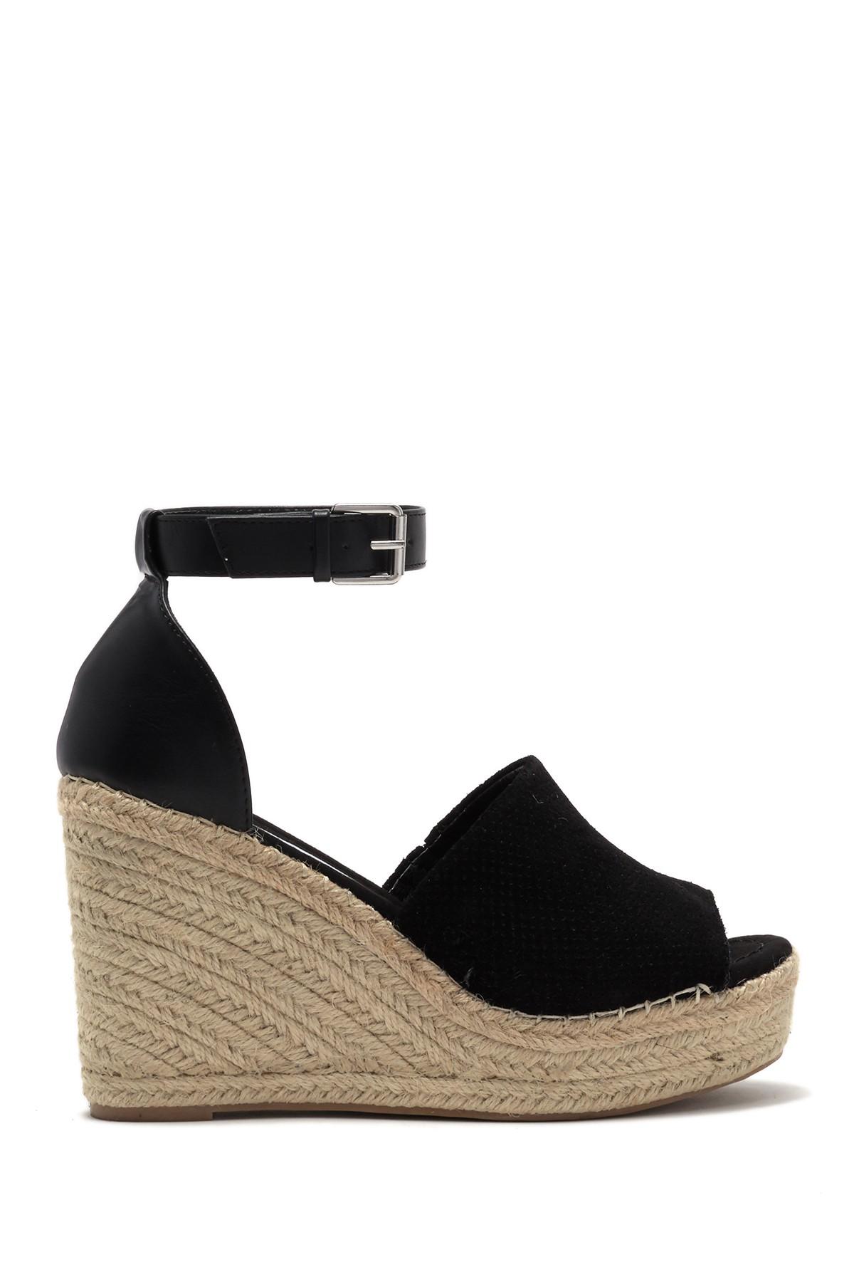 Steve Madden Suede Josey Platform Wedge Espadrille Sandal in Black - Lyst