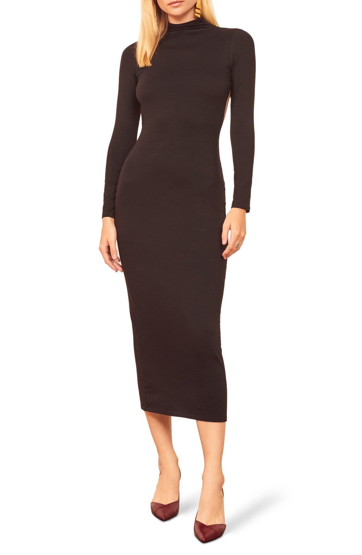 Reformation Jameson Long Sleeve Sheath Dress in Black Lyst