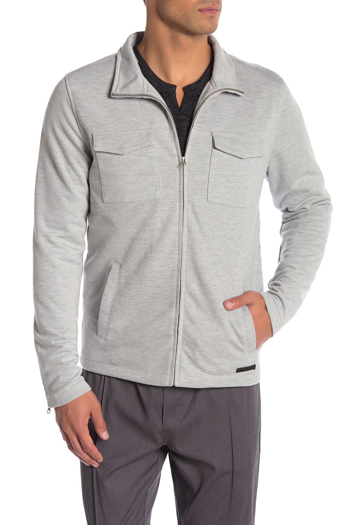Download Civil Society Cotton Knit Track Jacket in Heather Gray ...