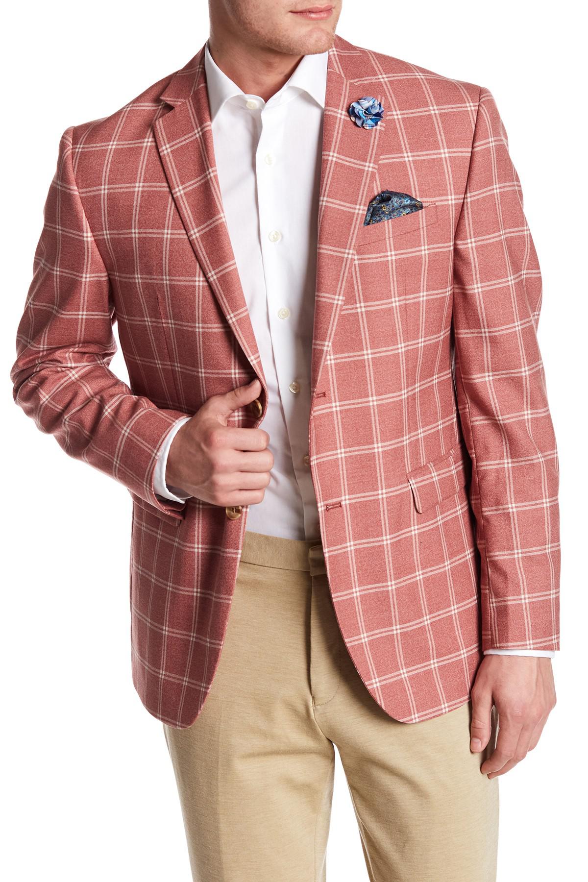 Original Penguin Red Windowpane Two Button Notch Lapel Sport Coat for Men |  Lyst