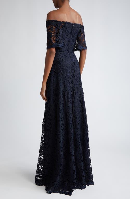 Lela Rose Deedie Off The Shoulder Guipure Lace Gown in Blue | Lyst