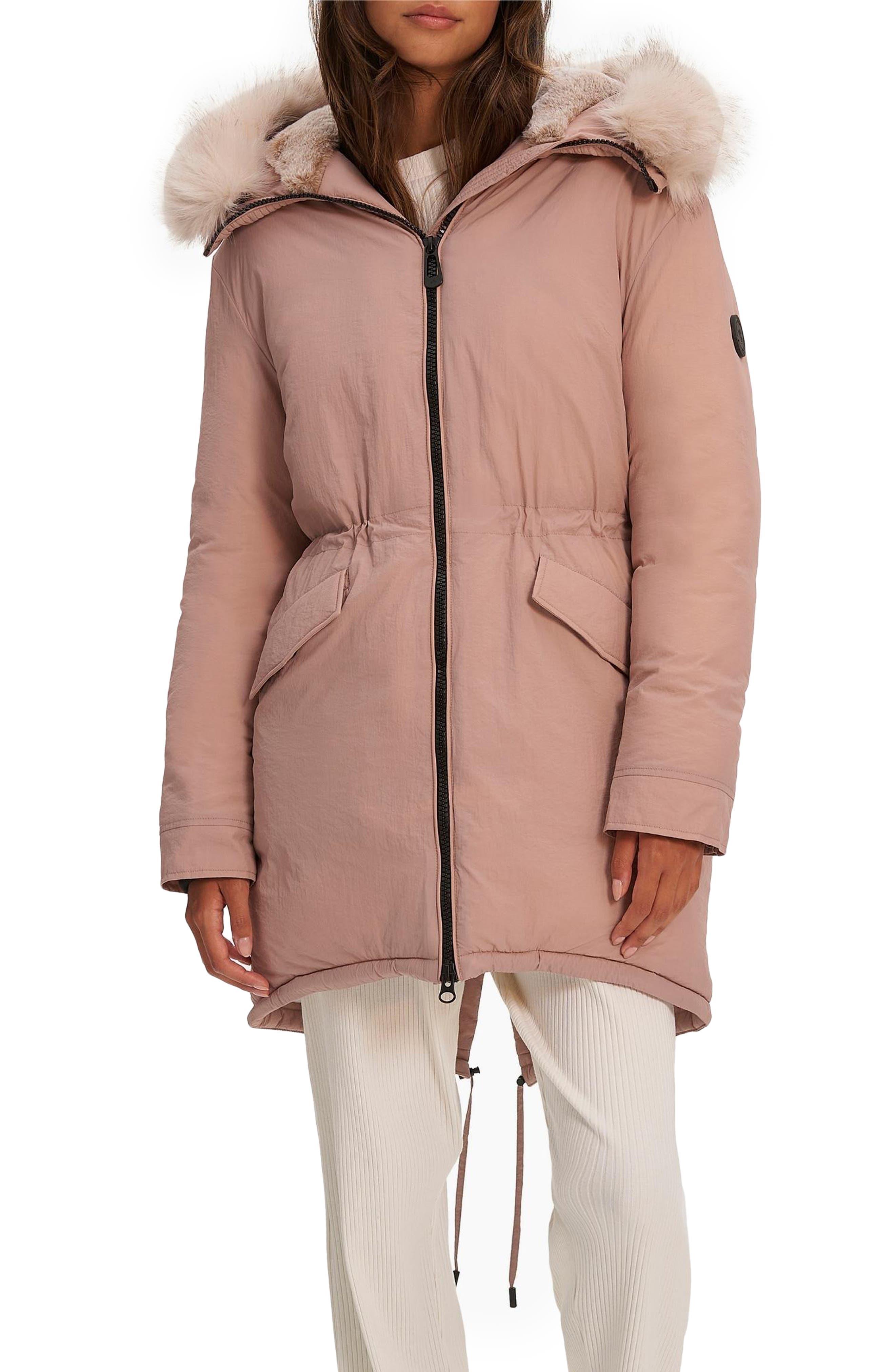 Noize Caroline Vegan Faux Fur Parka In Deauville Mauve At