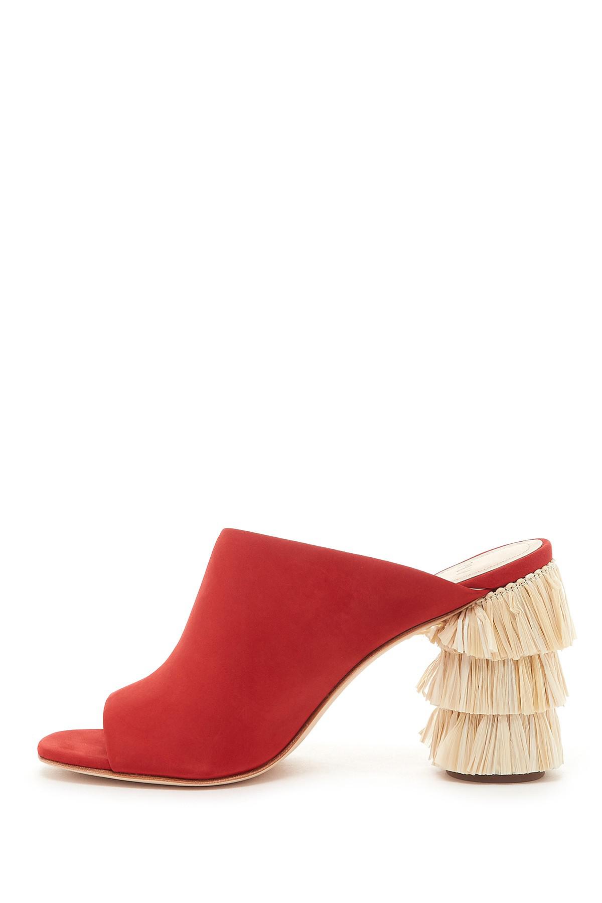 pour la victoire hettie tiered fringe tassel heel mule