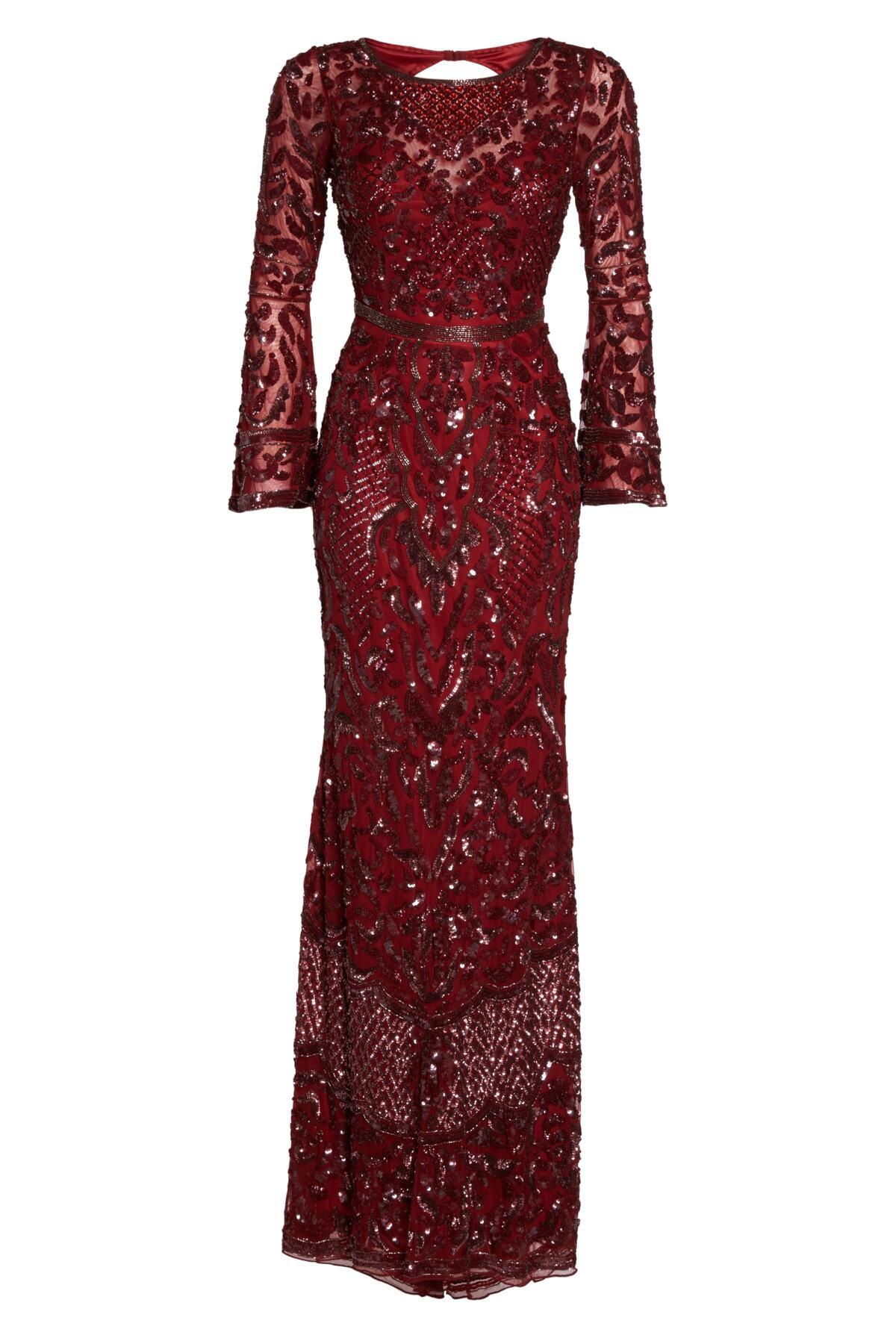 sequin bell sleeve gown mac duggal